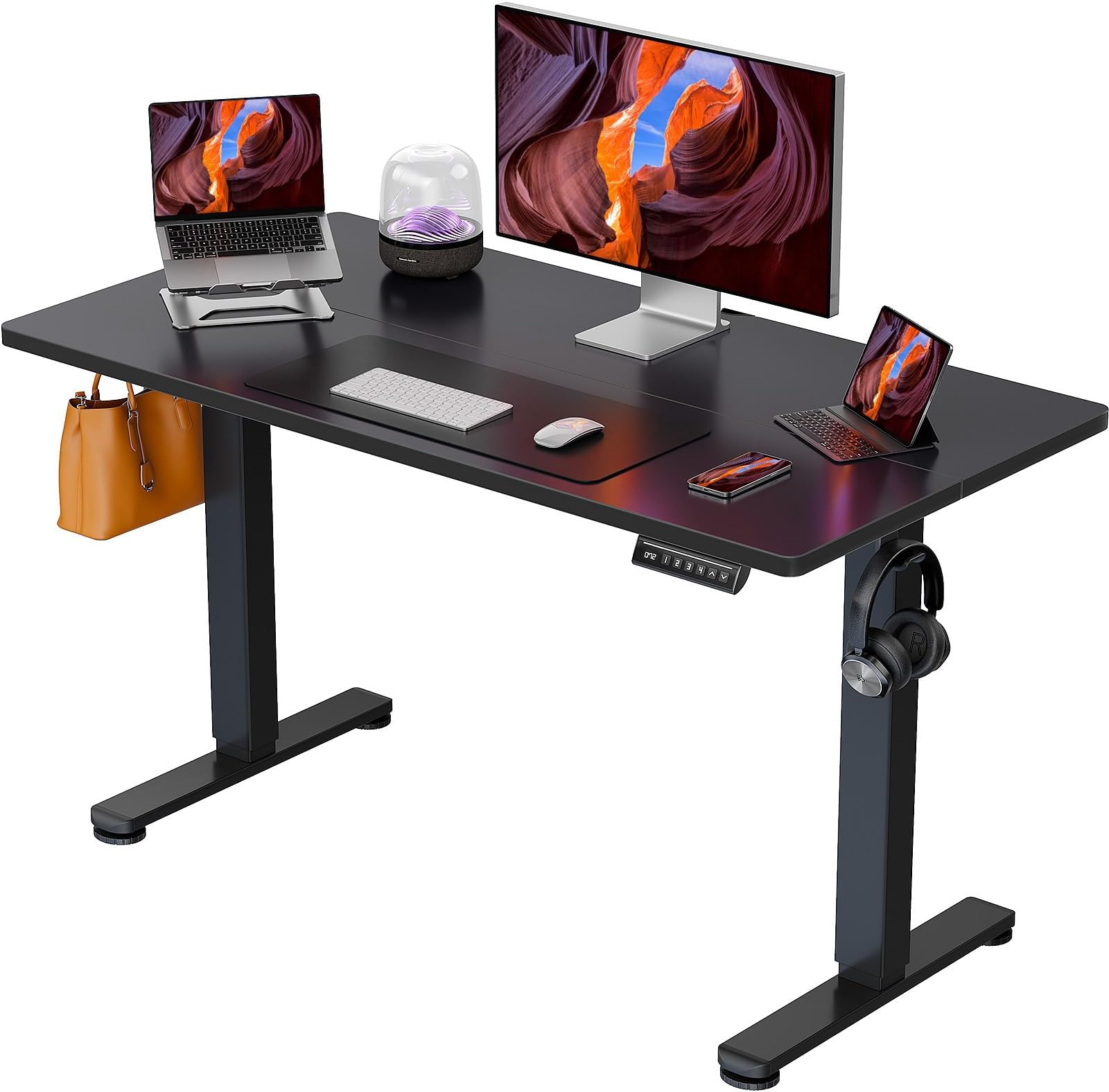 ErGear Height Adjustable Electric Standing Desk, 44 x 24 Inches Small Sit Stand up Desk, Memory Computer Home Office Desk (Black)