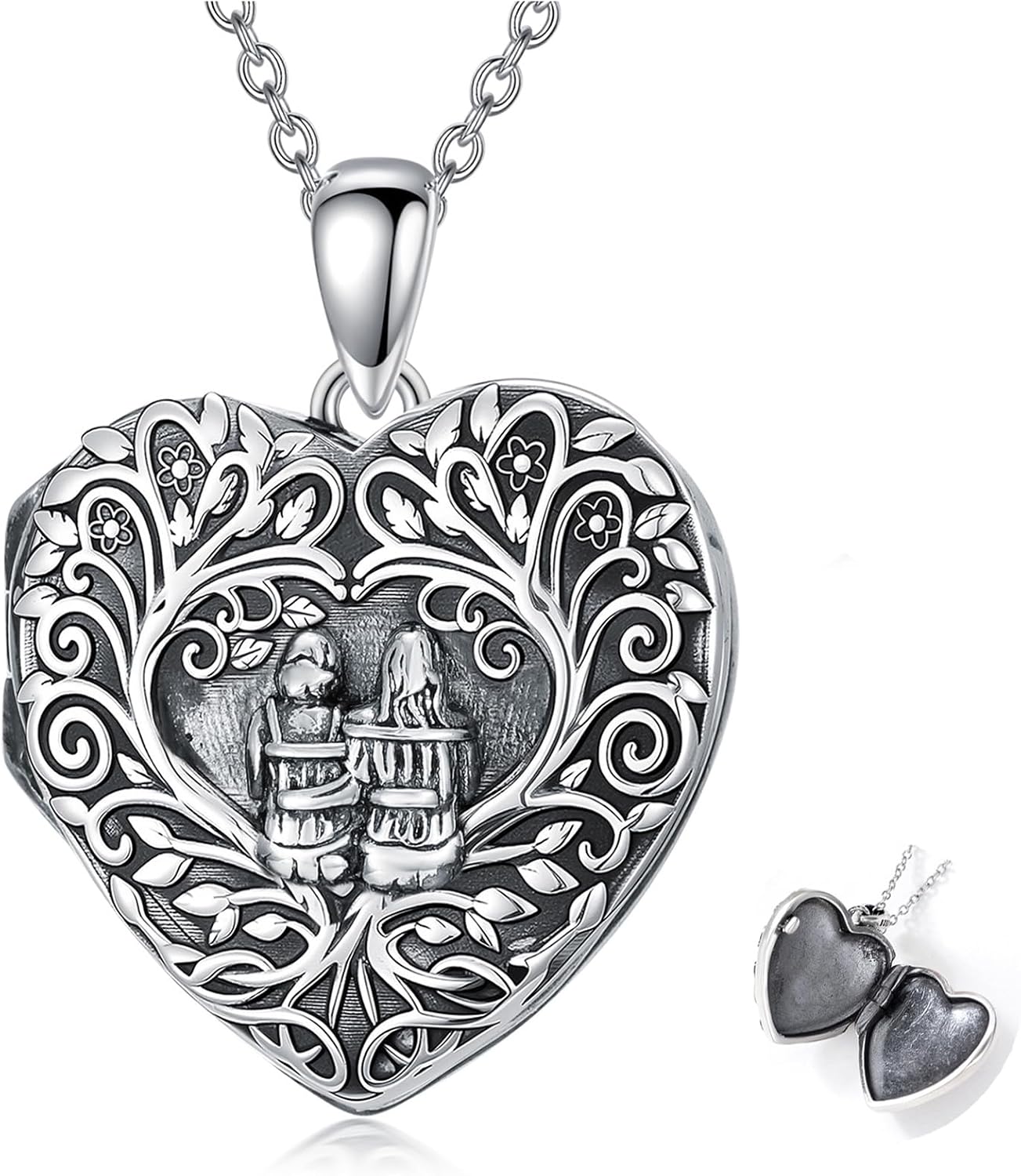 YYB Heart Urn/Photo Locket Necklace for Women Mother Daughter Sisters Son Dad Necklace Memorial Necklace