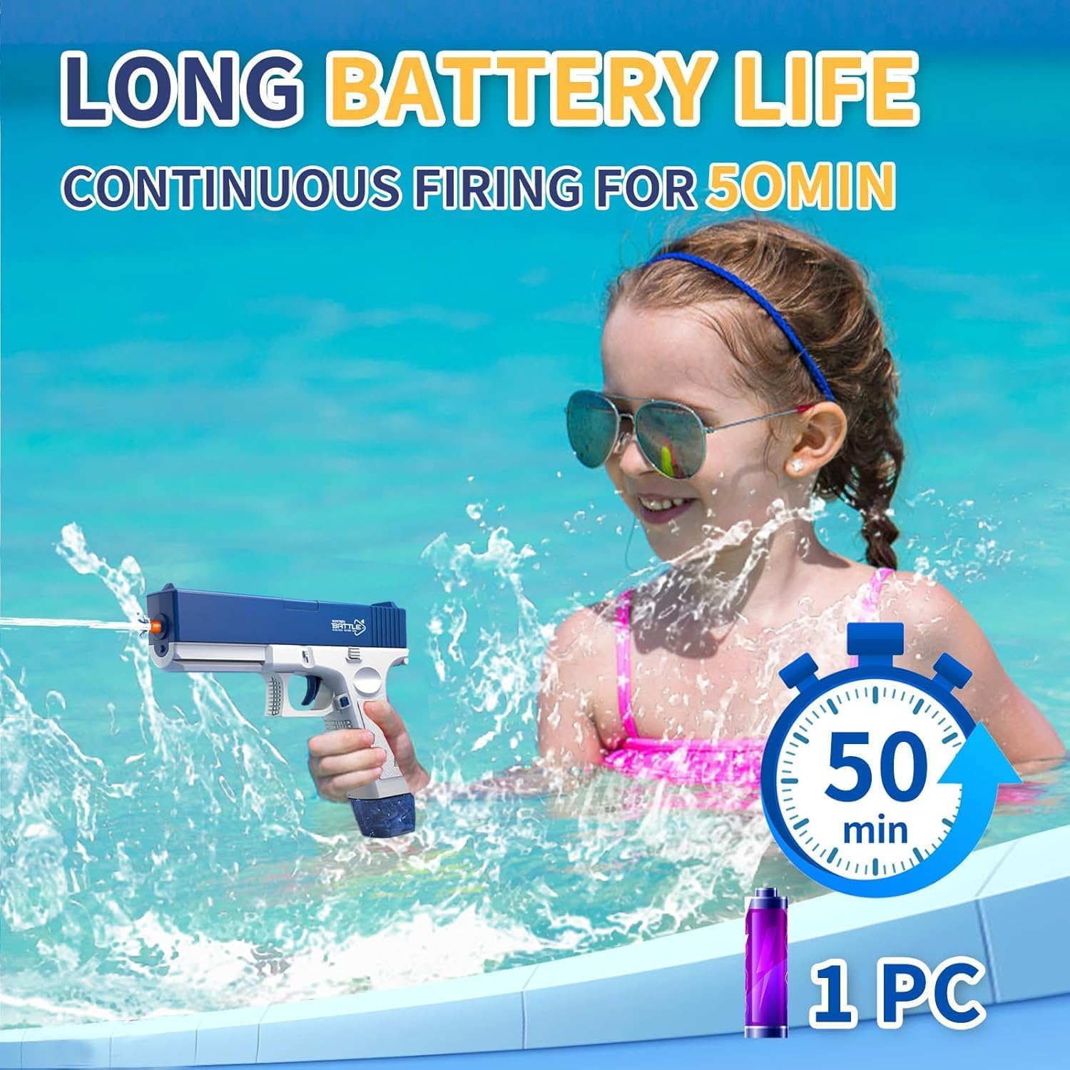 Electric Water Guns, Automatic Squirt Gun - 26-32 FT Long Range, Water Pistol for Adults, Perfect Toys for Pool, Beach, Backyard, Summer Outdoor - Fun Gifts