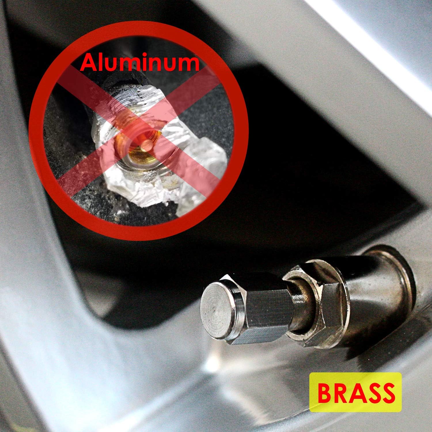 Brass (8 Pack) Tire Valve Caps Silver, Premium Metal Rubber Seal Tire Valve Stem Caps, Dust Proof Covers Universal fit for Cars, SUVs, Bike and Bicycle, Trucks, Motorcycles : Automotive
