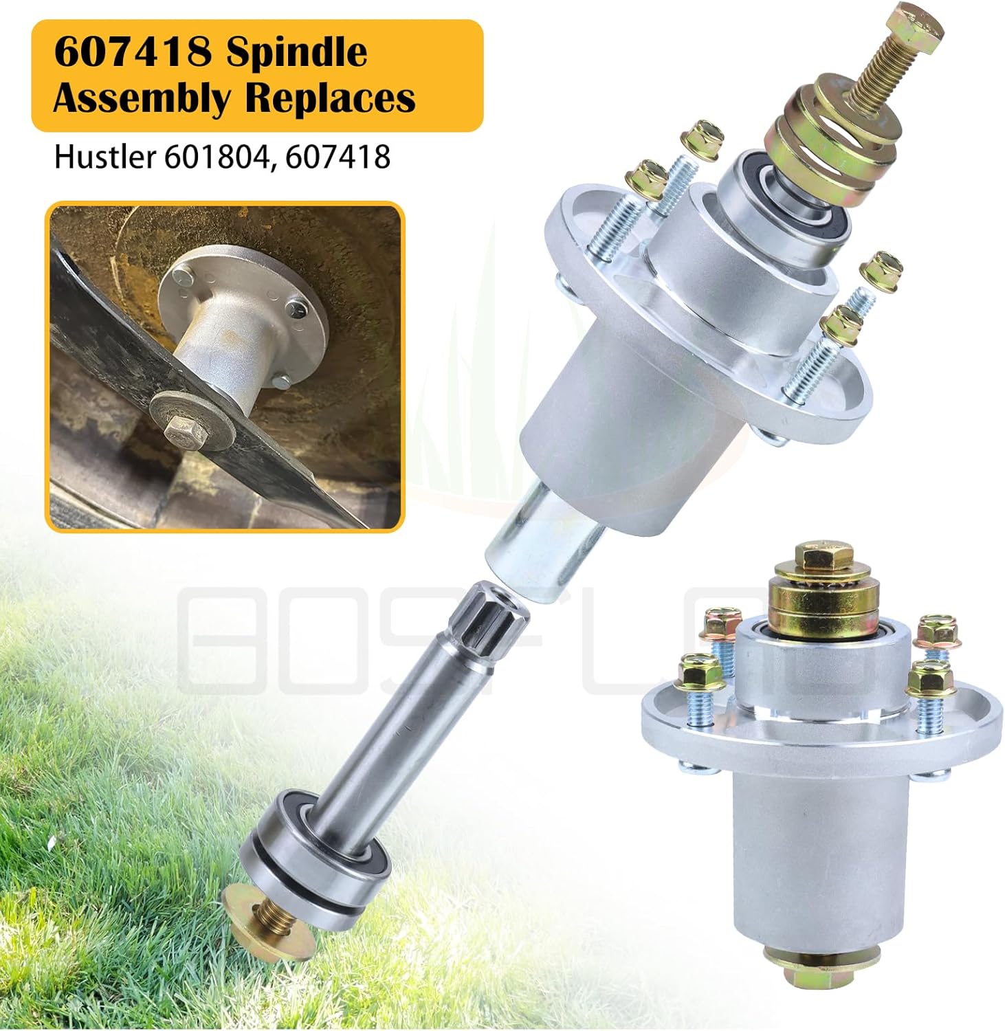 3 Pack 607418 Spindle with 604664 Pulley 604817 Belt Replaces Hustler 601804 Spindle Assembly Hustler Spindle 607418 Spindle Assembly 3 pack 607418 Spindle Hustler Raptor SD Spindle 601804 oem