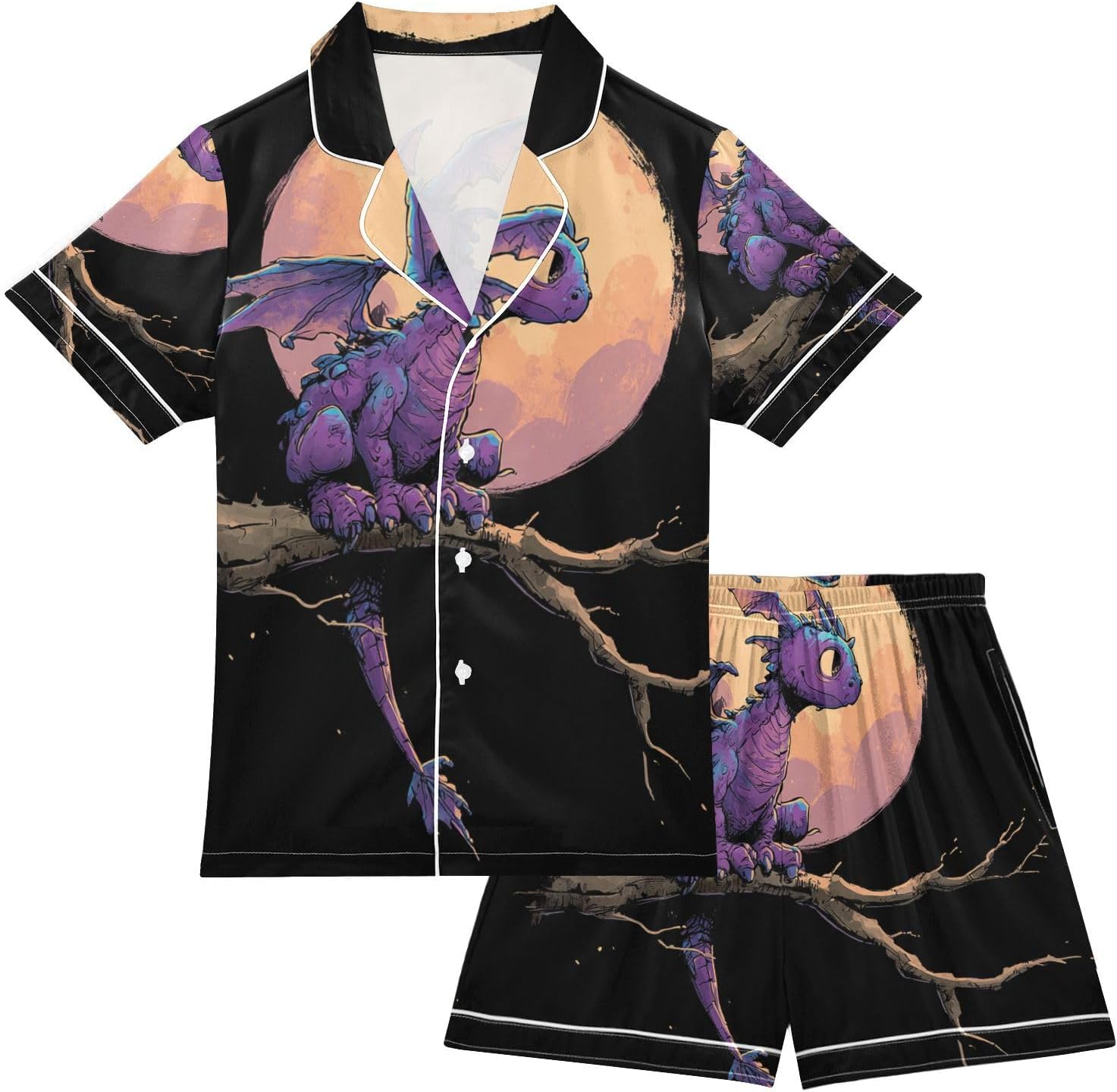 Silk Pajamas Sets Soft Satin 2 Piece Pjs Set Short Sleeve Sleepwear Nightwear