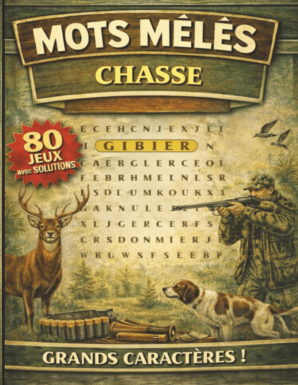 Mots mêlés - Chasse: Mots mêlés adultes à GROS CARACTERES | Culture, mémoire et détente | 80 grilles et leurs solutions | + de 1000 mots cachés à trouver