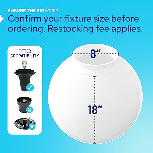 Miniatura 2 de KastLite Globo de poste de lámpara acrílica blanca de 18 pulgadas  Textura suave con cuello de ajuste de 8 pulgadas  Fabricado en los Estados Unidos