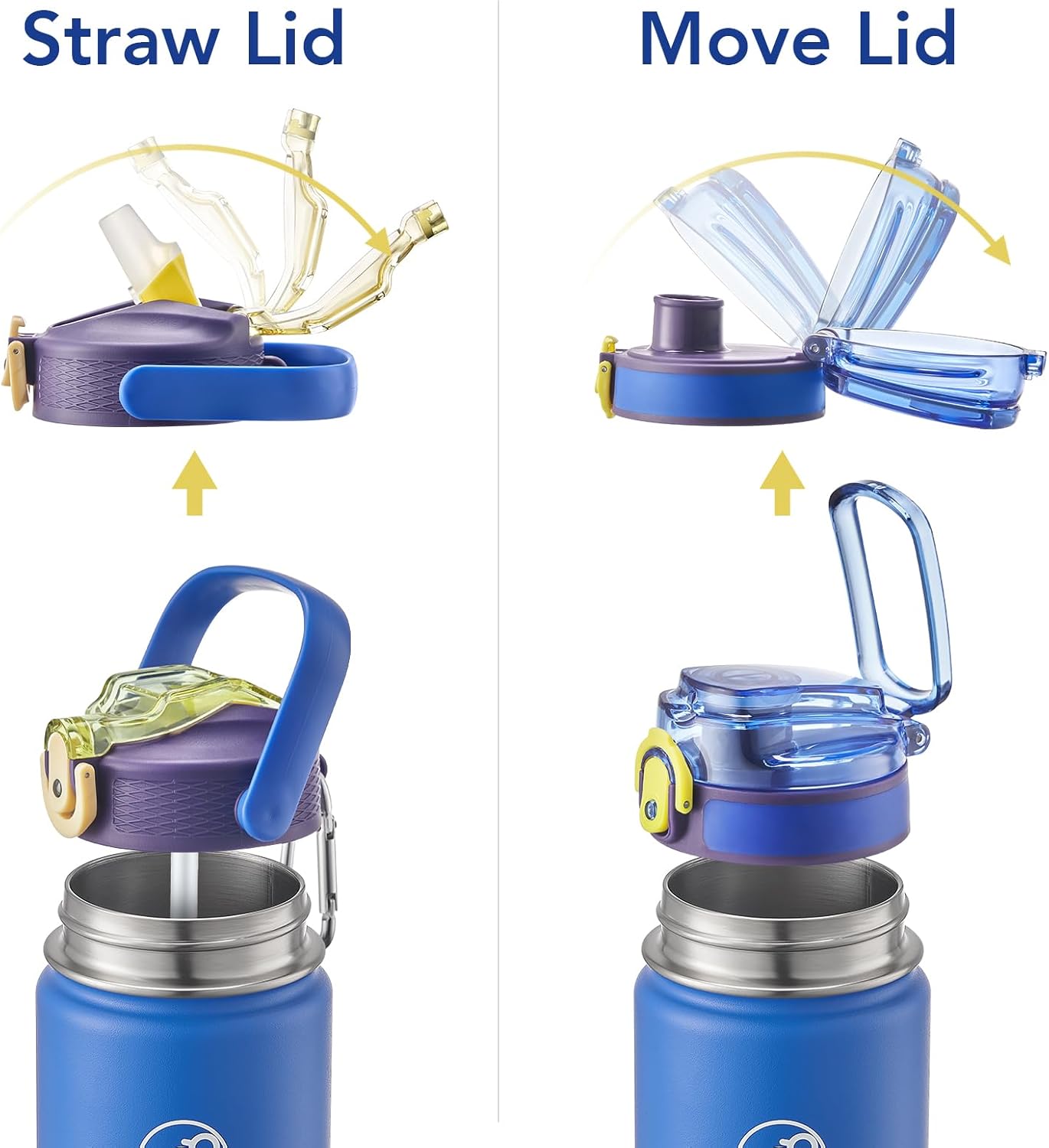 GOSWAG Insulated Water Bottle 24 oz, Stainless Steel Water Bottles with 2 Lids and Silicone Sleeve for School and Work, Double-Wall Vacuum Insulation - Image 3