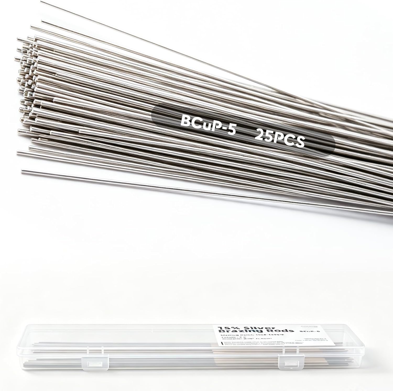 25Pcs 15% Silver Brazing Rods, (Φ1.5mm x 9.8") BCuP-5 Phosphor Copper Solder Welding Rods, Round Phosphor Bronze Silver Welding Rods for HVAC, Refrigerators,electrical appliances industry, etc.