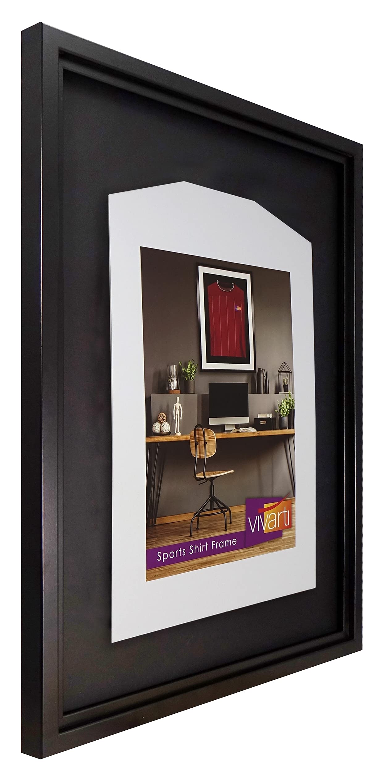 Vivarti DIY standardowa sportowa koszulka dla dorosłych ramka ekspozycyjna na koszulę piłkarską, koszulę rugby, koszulka zespołu Shadow Box - 60 x 80 cm - czarny