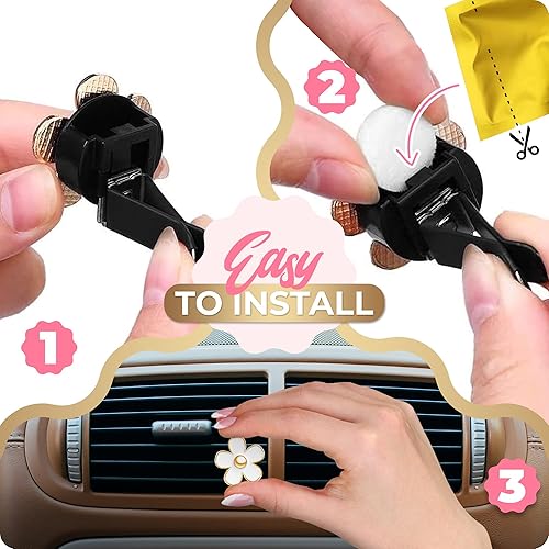 Miniatura 10 de 2 piezas de accesorios de girasol para automóvil, lindo ambientador de aire de girasol, clips de ventilación de aire, girasoles, decoraciones de