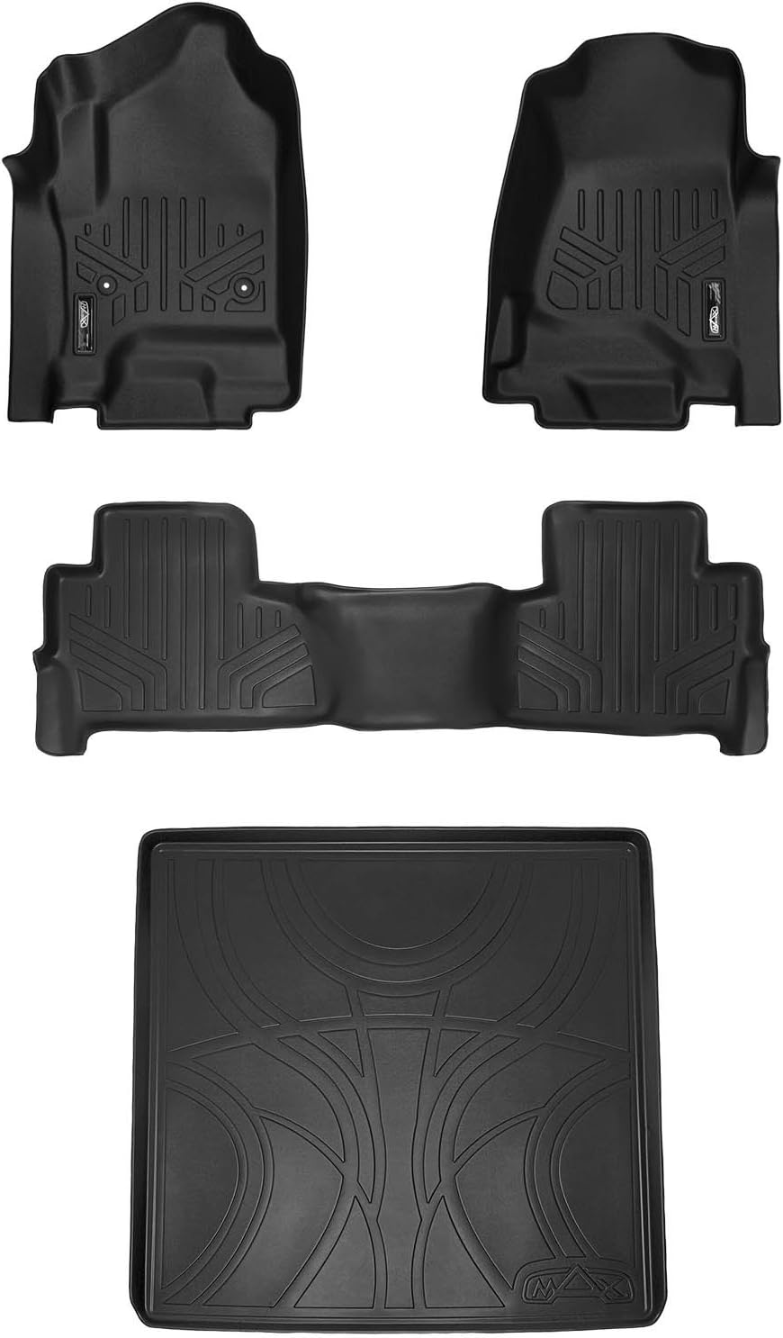 SMARTLINER All Weather Custom Fit 2 Row & Cargo Liner Behind The 2nd Row Floor Mat Liner Set Compatible with 2015-2020 Chevrolet Tahoe