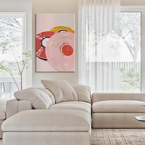 Miniatura 6 de Póster estético con temática de música vintage, diseño de acuarela, rosa, rojo, naranja, abstracto, para sala de estar, dormitorio, 12 x 16