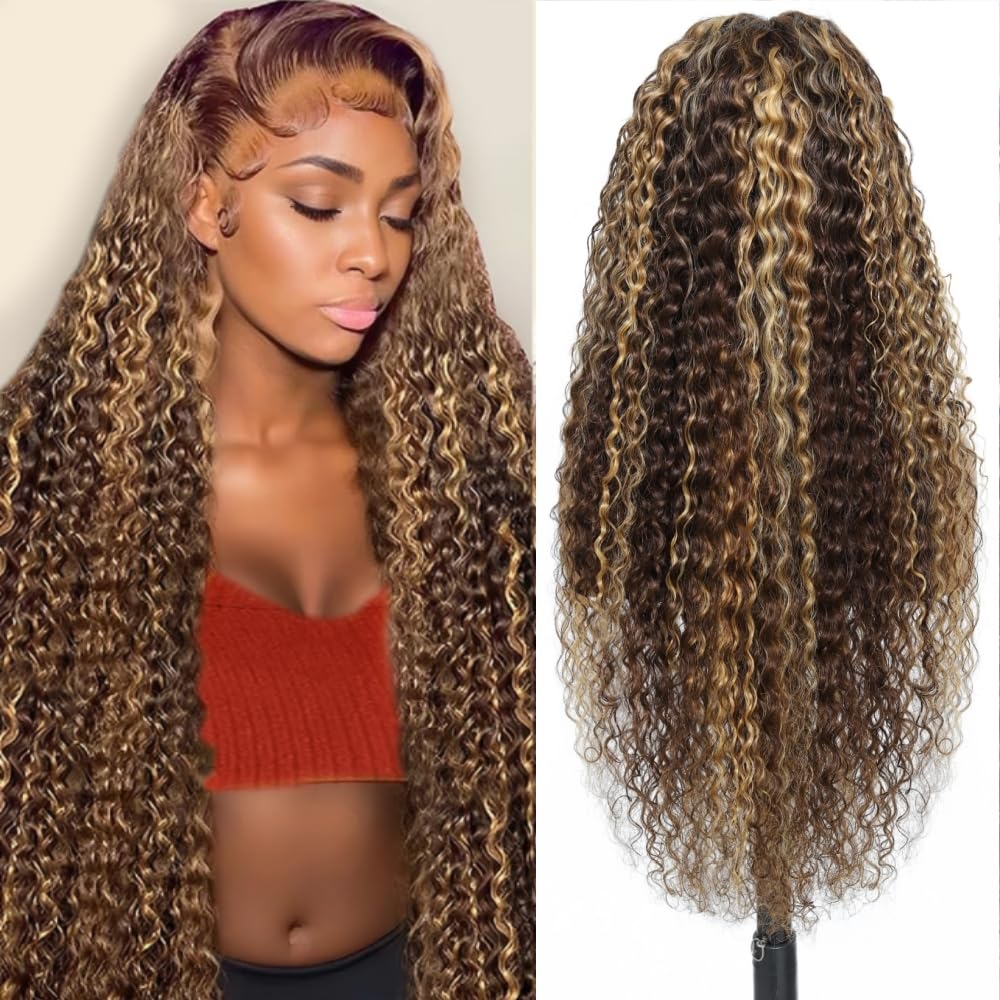 Highlight Ombre Lace Front Wig Human Hair 13x6 Deep Wave Lace Frontal Wigs