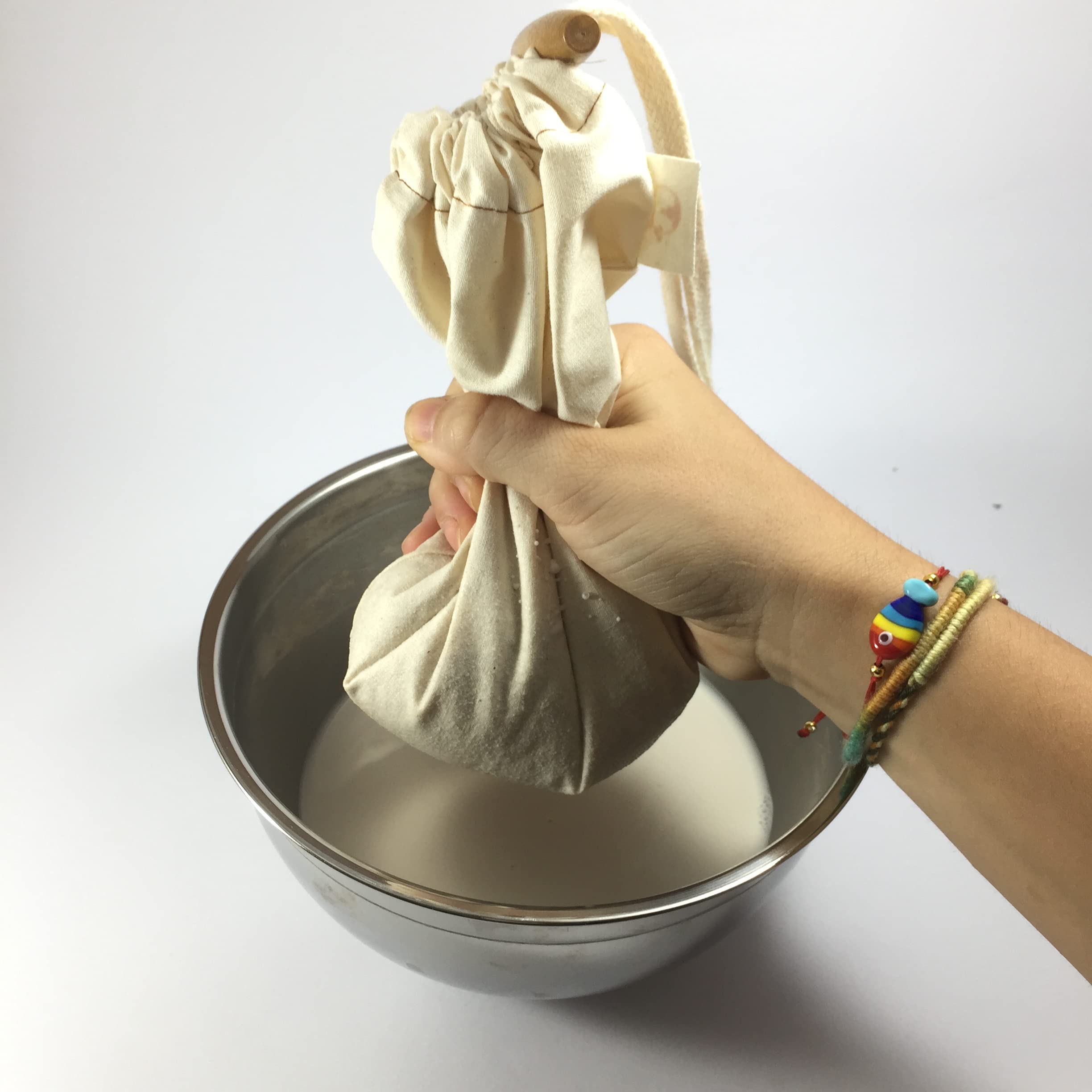 yofu yoga and food Bitkisel Süt Süzme Kesesi (35x50cm; 30x35cm; 25x25 cm)%100 Ağartılmamış Ham Pamuk Badem Sütü, Fındık Sütü, Yeşil Sebze Suyu Süzme - Organik Pamuk Kese (25x25)