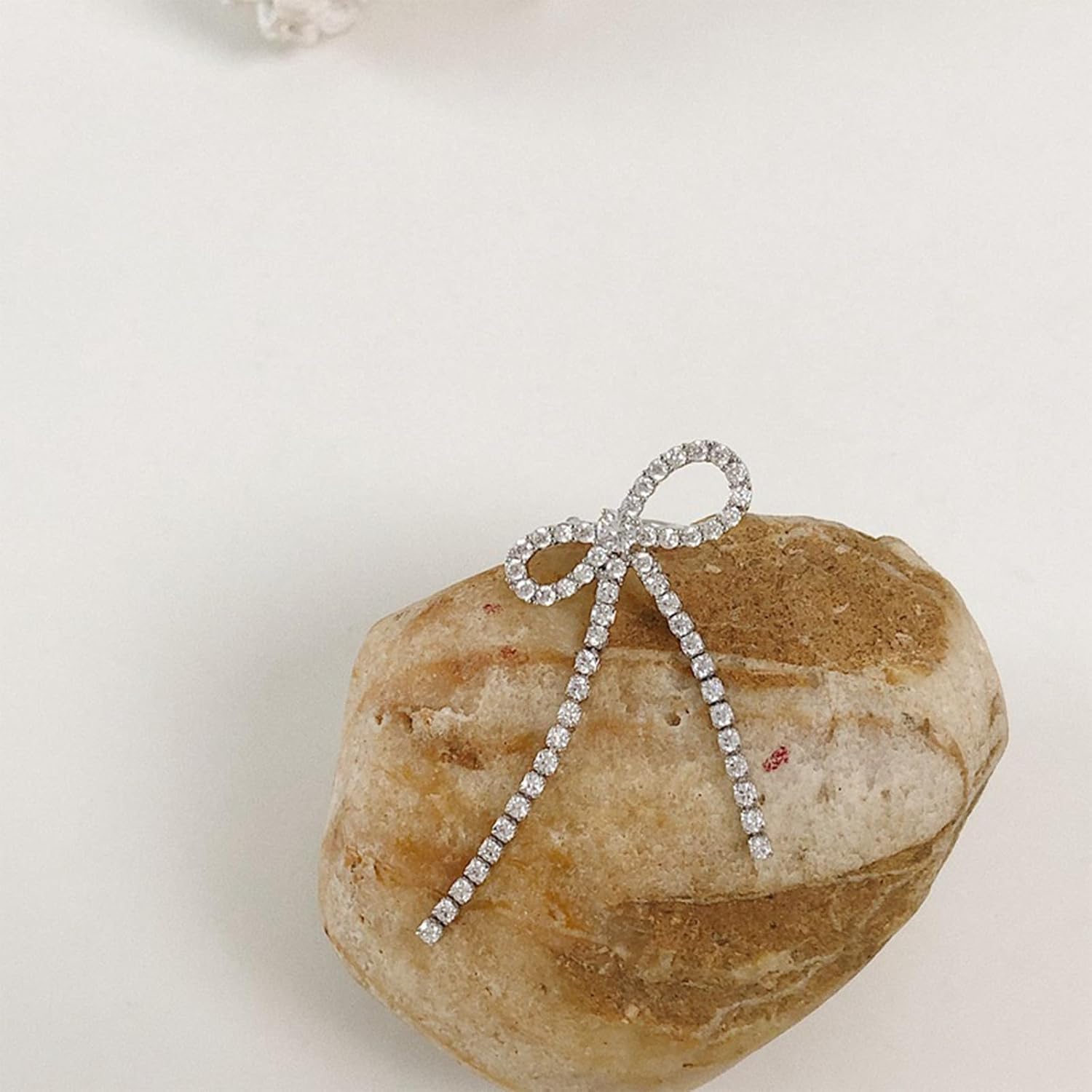 Red Bow Earrings for Women Valentines Dangle Earrings Trendy Silver Rhinestone Long Tassel Drop Valentines Day Gifts for Her - Image 4