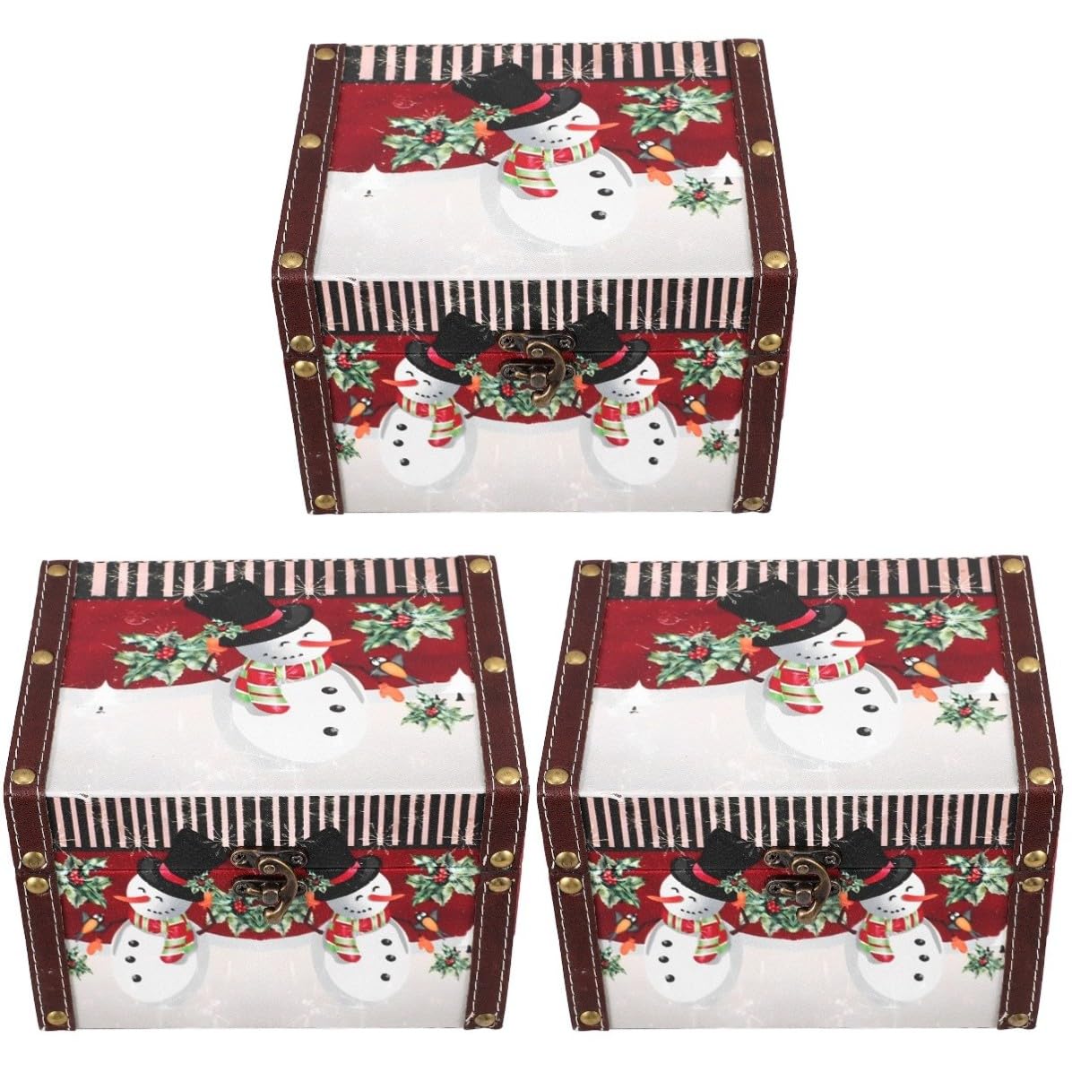 Toyvian 3 Stück Weihnachts Holzkiste im Vintage Stil für Schmuck und
