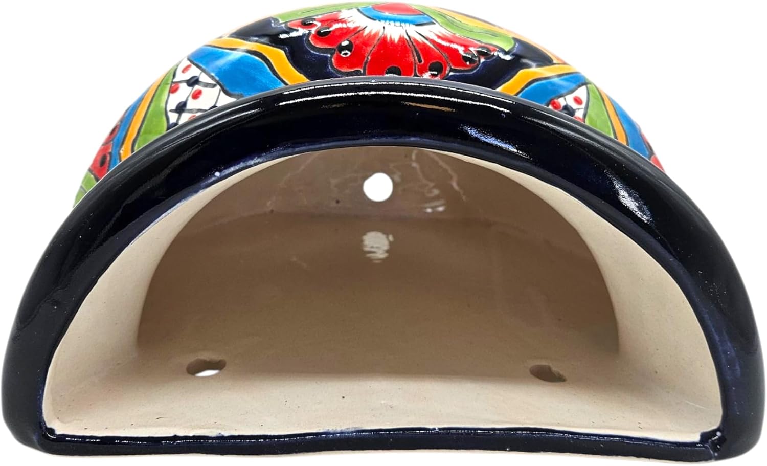 Wall Planter Small Hand Painted Pot Indoor Outdoor Multi Colored Figure Glazed