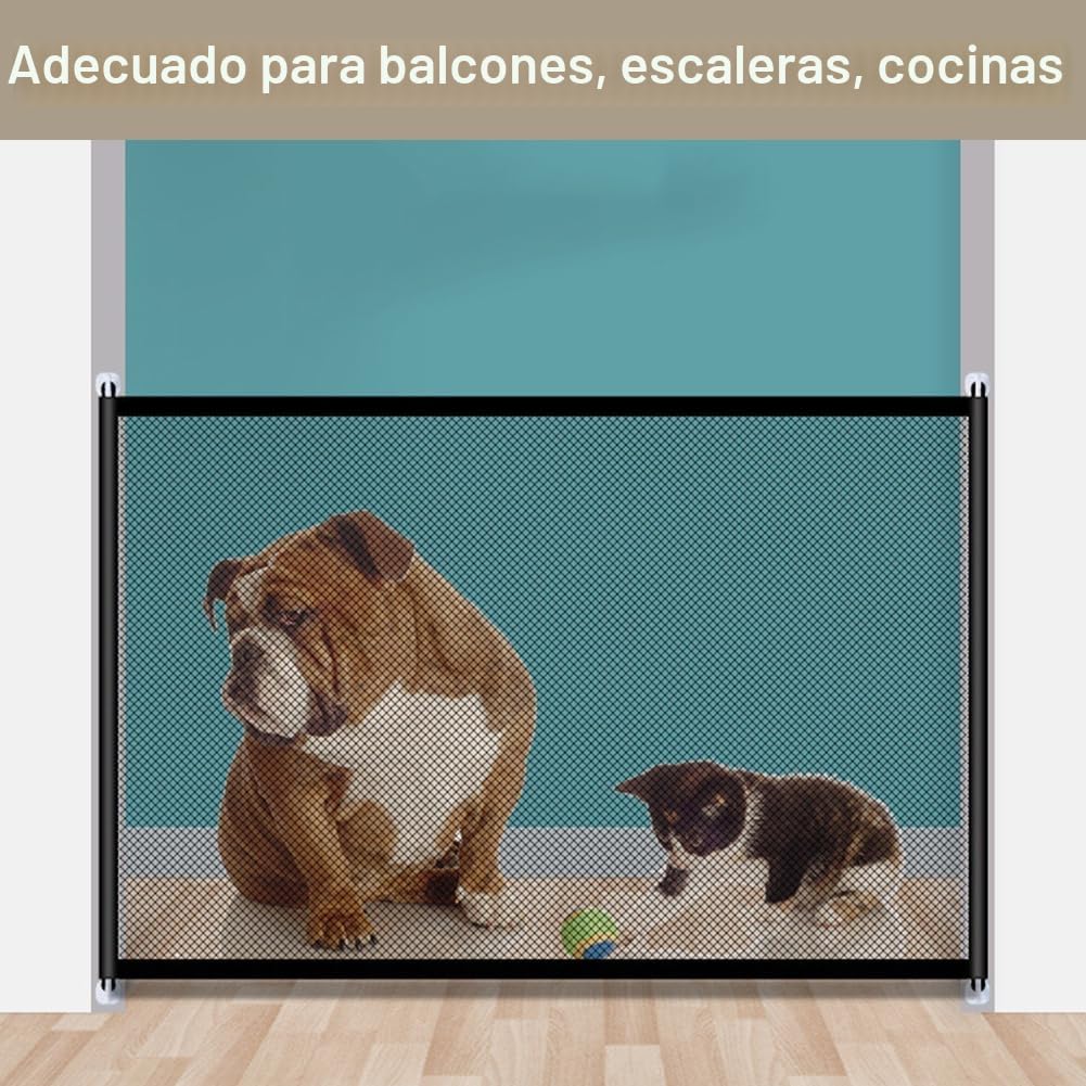 Barrera de Seguridad para Niños y Mascotas - Puerta Mágica 100 * 78cm - Red de Seguridad para Escaleras y Pasillos - Valla para Perros