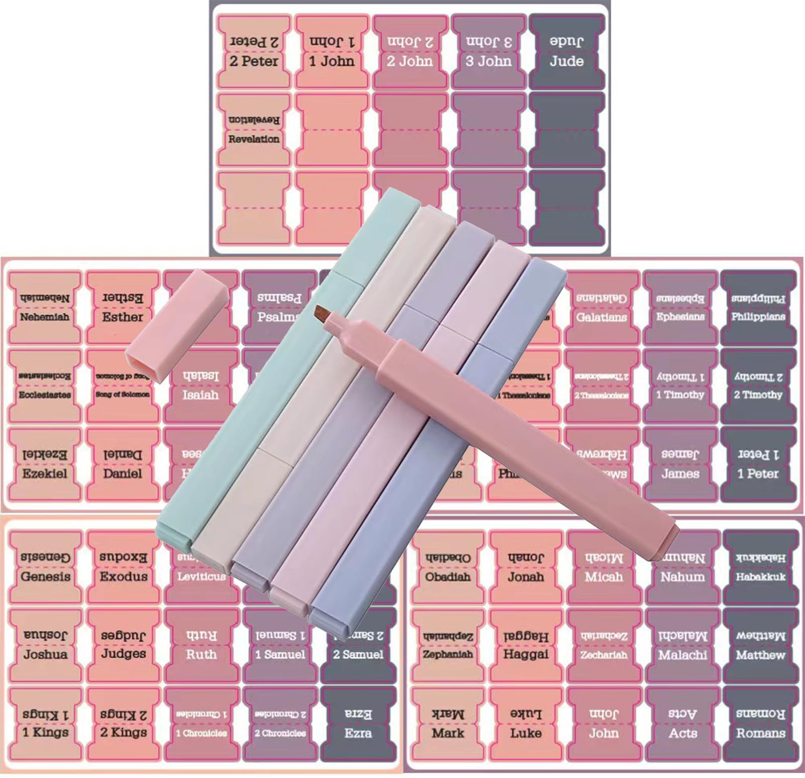 Highlighters Bible Tabs Set 12 Pastel Assorted Colors 6 No