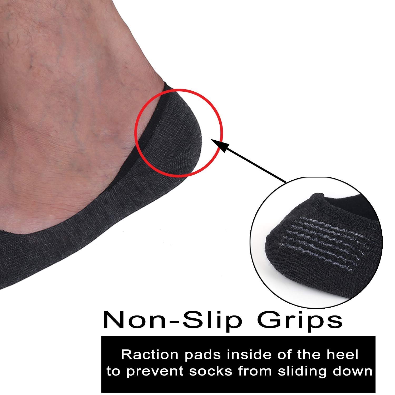 PinKit Anti-Slip Unisex Cotton Invisible No Show Loafer Socks with Silicon Grip (Pack of 6 Pairs) (Colour-Black & Light Grey) 3