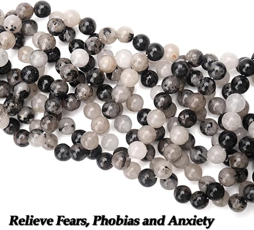 Miniatura 5 de 70 piezas de piedras preciosas curativas naturales de 8mm, piedra energética de cuarzo rutilado negro, cuentas sueltas redondas, cuentas de cristal