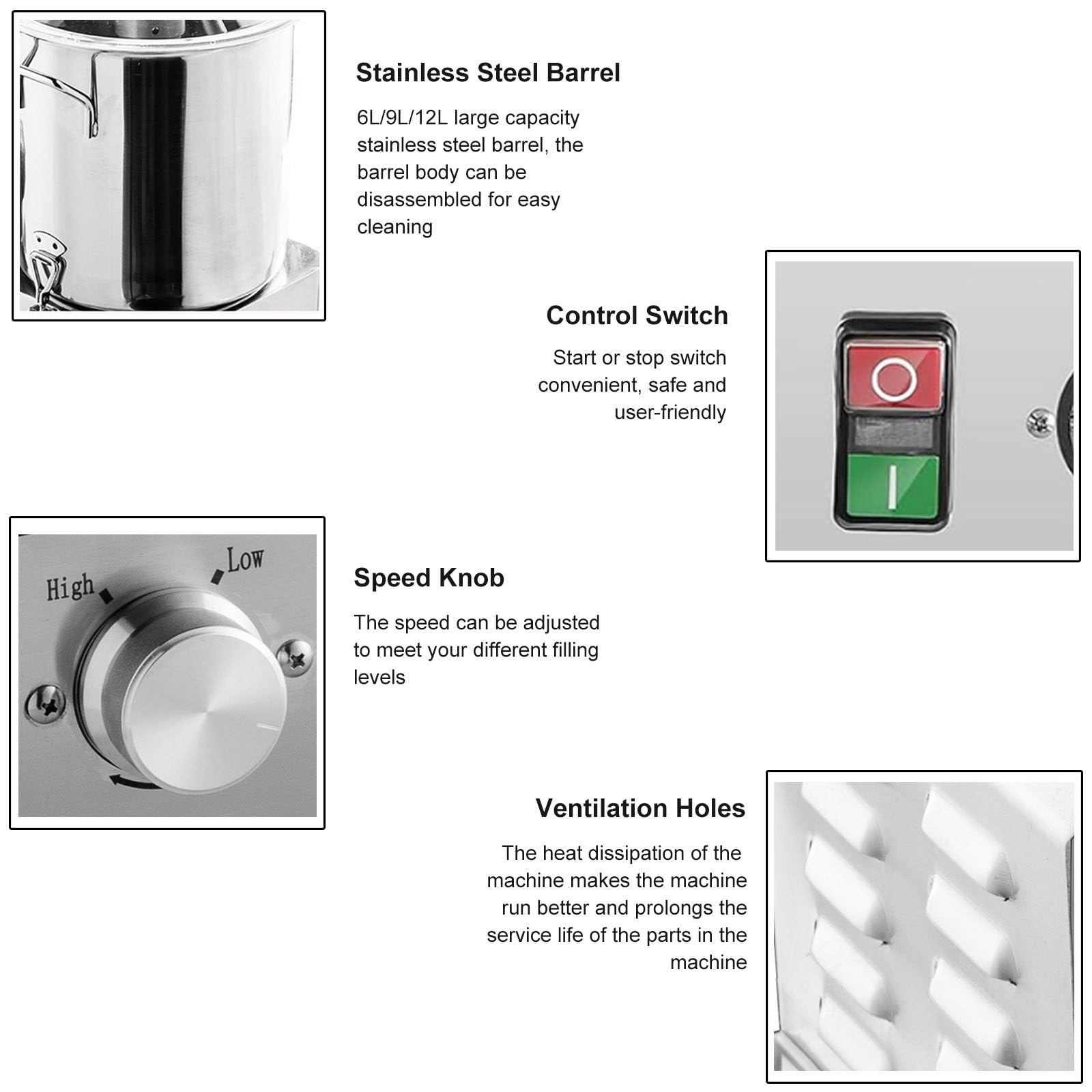Procesador De Alimentos EléCtrico De 6 L/9 L/15 L, Picadora De Verduras Comercial, Cortadora De Repollo De Acero Inoxidable De Grado Alimenticio, Rallador De Cebolla Desmontable De 1200/1800 W,15L