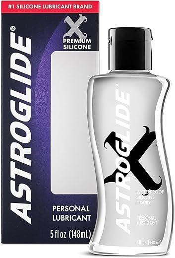 Astroglide Silicone Lube (5oz), X Premium Personal Lubricant, Extra Long-Lasting Silky Lube, Waterproof