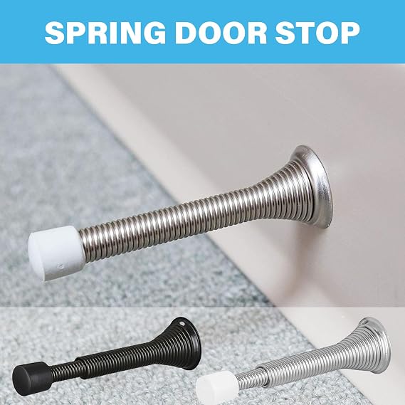 Upgrades Spring Door Stoppers Extendable Wall Guard With Rubber Bumper Heavy Duty Spring Door Stops For Household Office