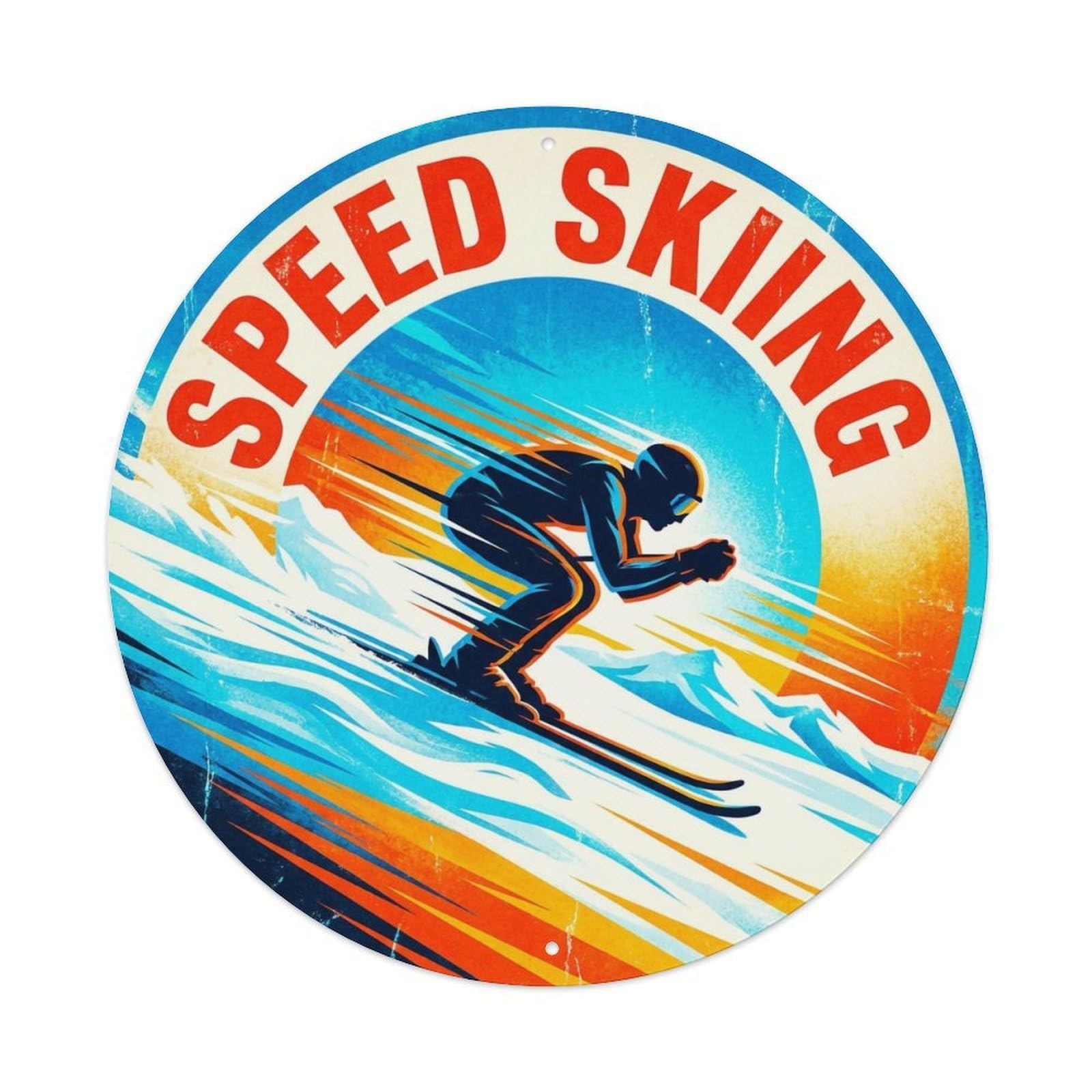 Vintage Speed Skiing Extreme Sports Metal Tin Sign