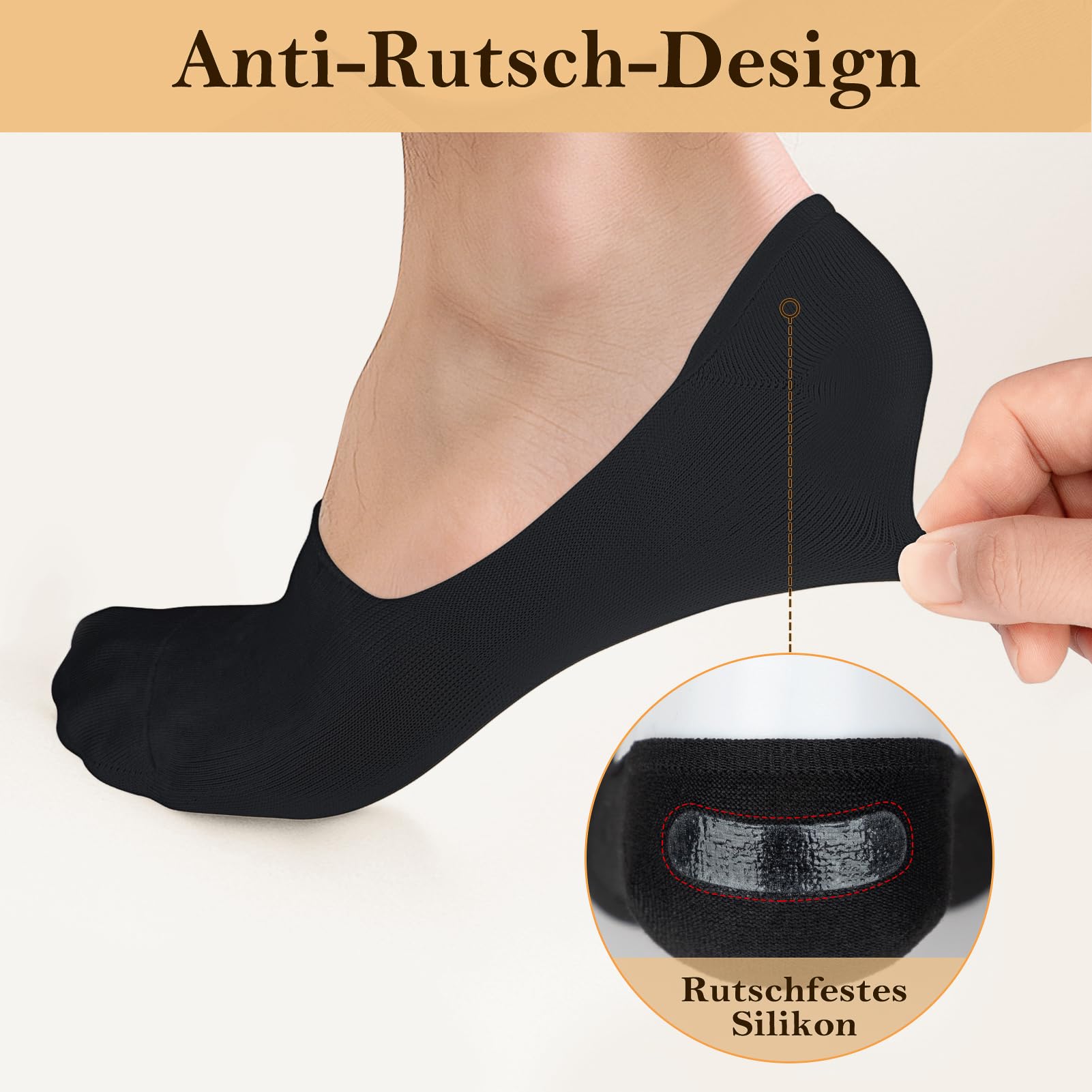 Kiiwah 4 Paare Füsslinge Herren, Füßlinge mit Rutschfestem Silikon Unsichtbare Socken Sneaker Socken Unsichtbar Invisible Socks Herren für Canvasschuhe, Sneaker, Oxford-Schuhe, Freizeitschuhe