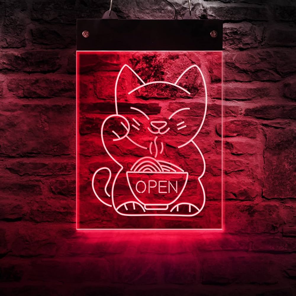 【新品】ネオン看板 WELCOME 招き猫 LEDライト Amazon | JOMOBUTY ネオンサイン 招き猫Welcome 多階段調光可