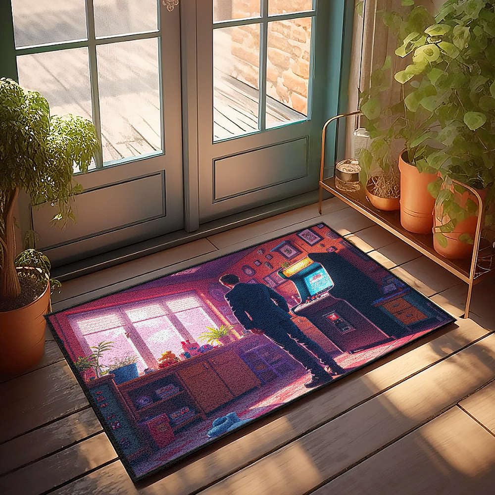 Paillasson tapis extérieur 50x80 motif rétro geek pour gamer