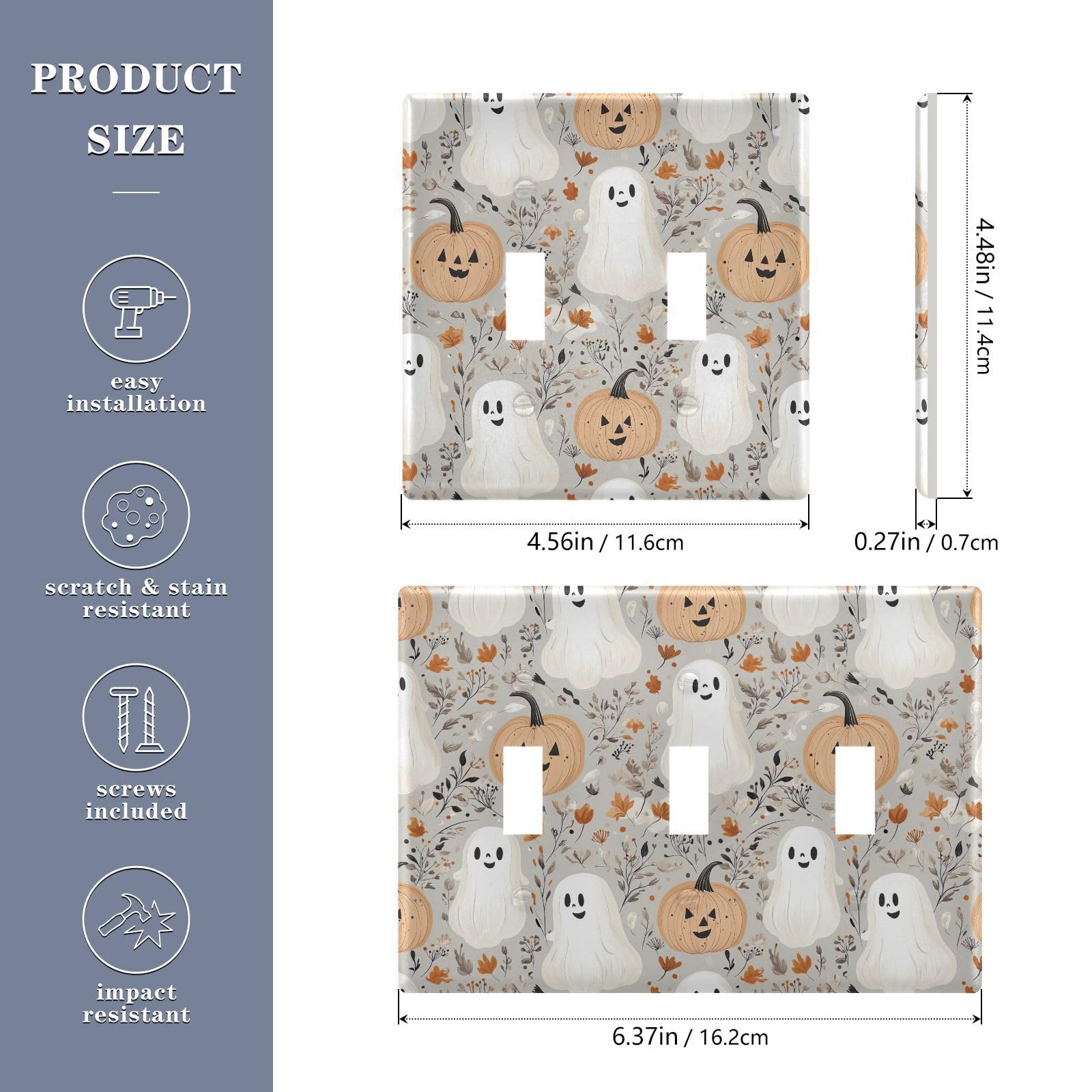 UMIRIKO Halloween Ghosts Pumpkins Light Switch Cover Plate Covers Decorative Double Toggle Home Decor 202b7076