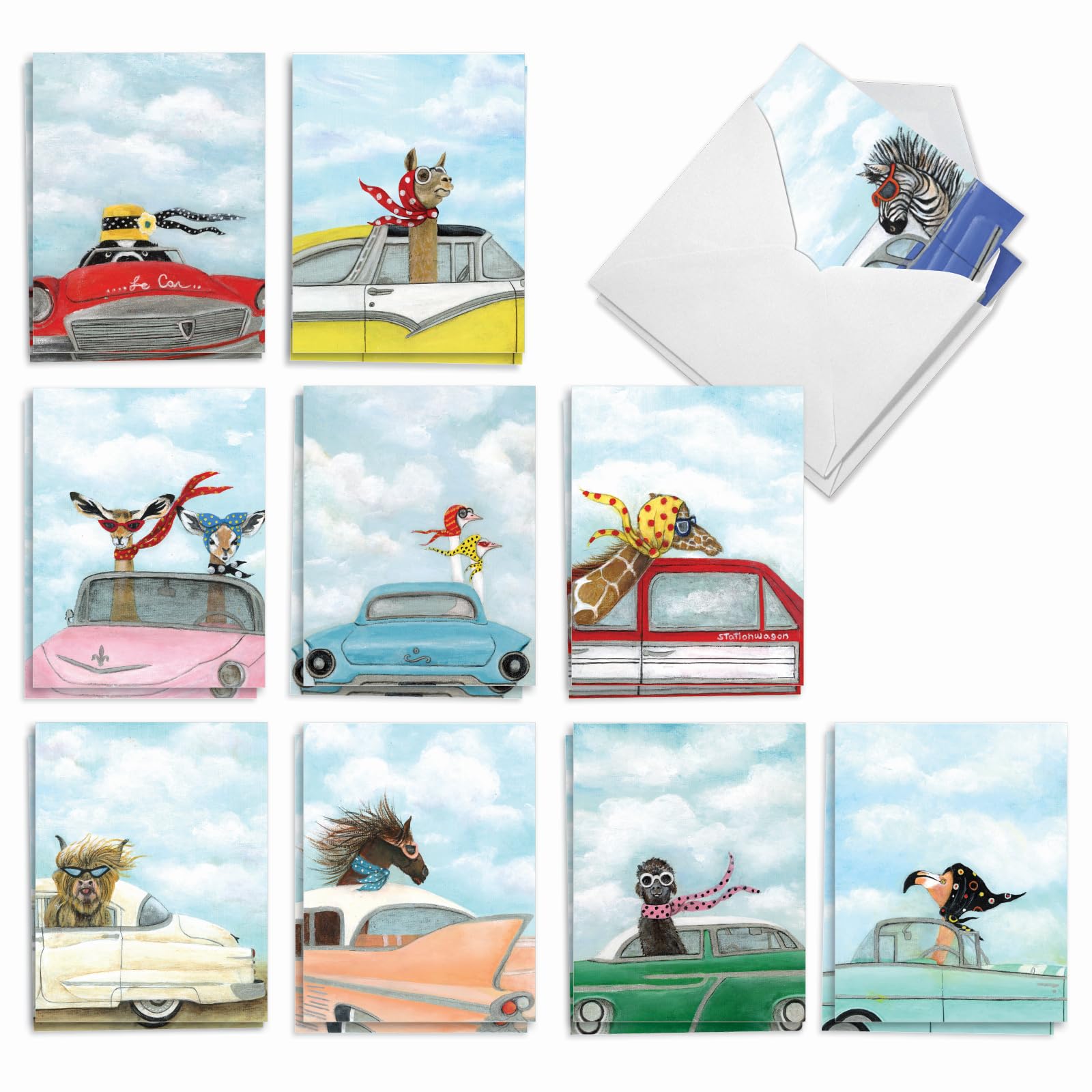 Cartes de vœux vierges assorties 10 designs uniques Lot de 20 cartes avec enveloppes