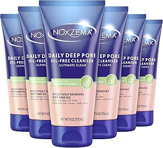 Noxzema Ultimate Clear Daily Deep Pore Oil-Free Cleanser for Soft, Smooth Skin - Noxzema Daily Face Wash for Women and Men, Noxzema Facial Cleanser for Acne Prone Skin, 6 Oz Ea (Pack of 6)