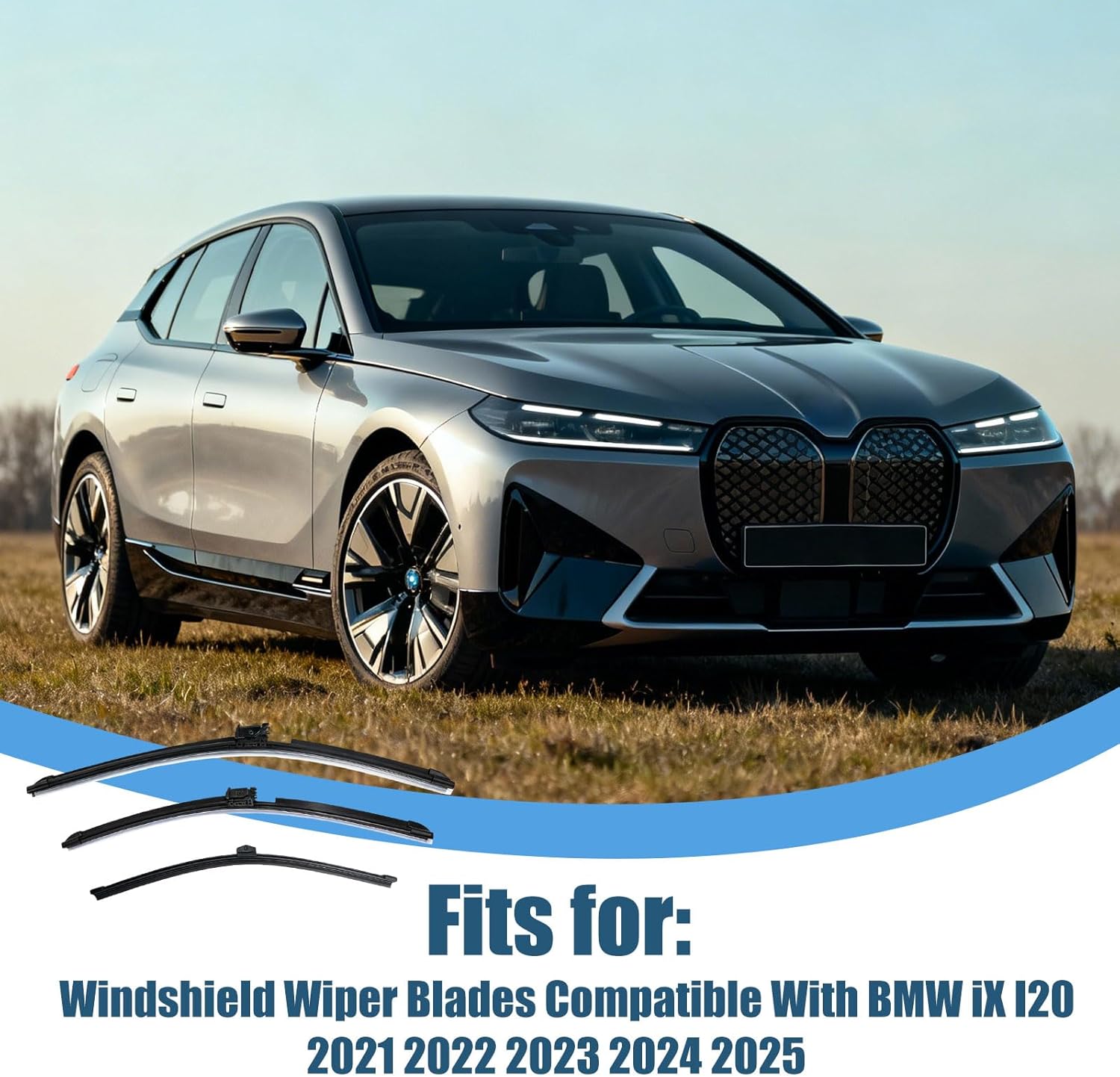 3pcs 61615A0B571 Front & Rear Windshield Wipers Blades Replacement for BMW iX I20 2021 2022 2023 2024 2025, 22" and 28" Wiper Blades