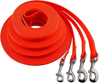 LENNIE Wasserfeste Schleppleine für kleine u. große Hunde, Made in Germany, Easycare, 5m 8m 10m 15m Hundeleine mit Handschlaufe, leicht, robust [Neon-Orange, 8mm (bis 10kg), 5m]
