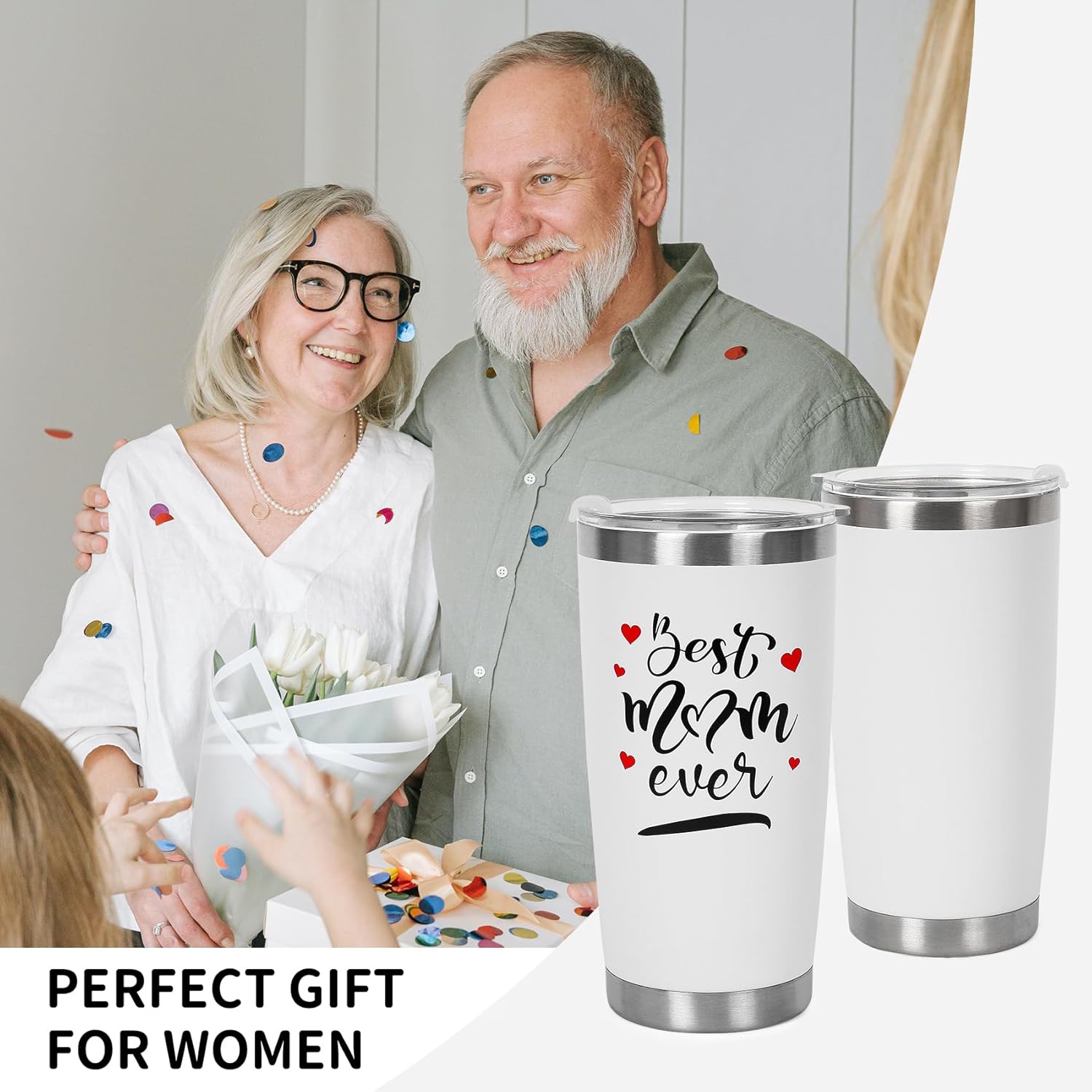 Best Mom Ever Gifts Mom Tumbler Mug, 20 oz Coffee Tumbler Cup Gifts for Mom From Daughter Son Gift for Women Christmas Gift for Wife Women - Image 5