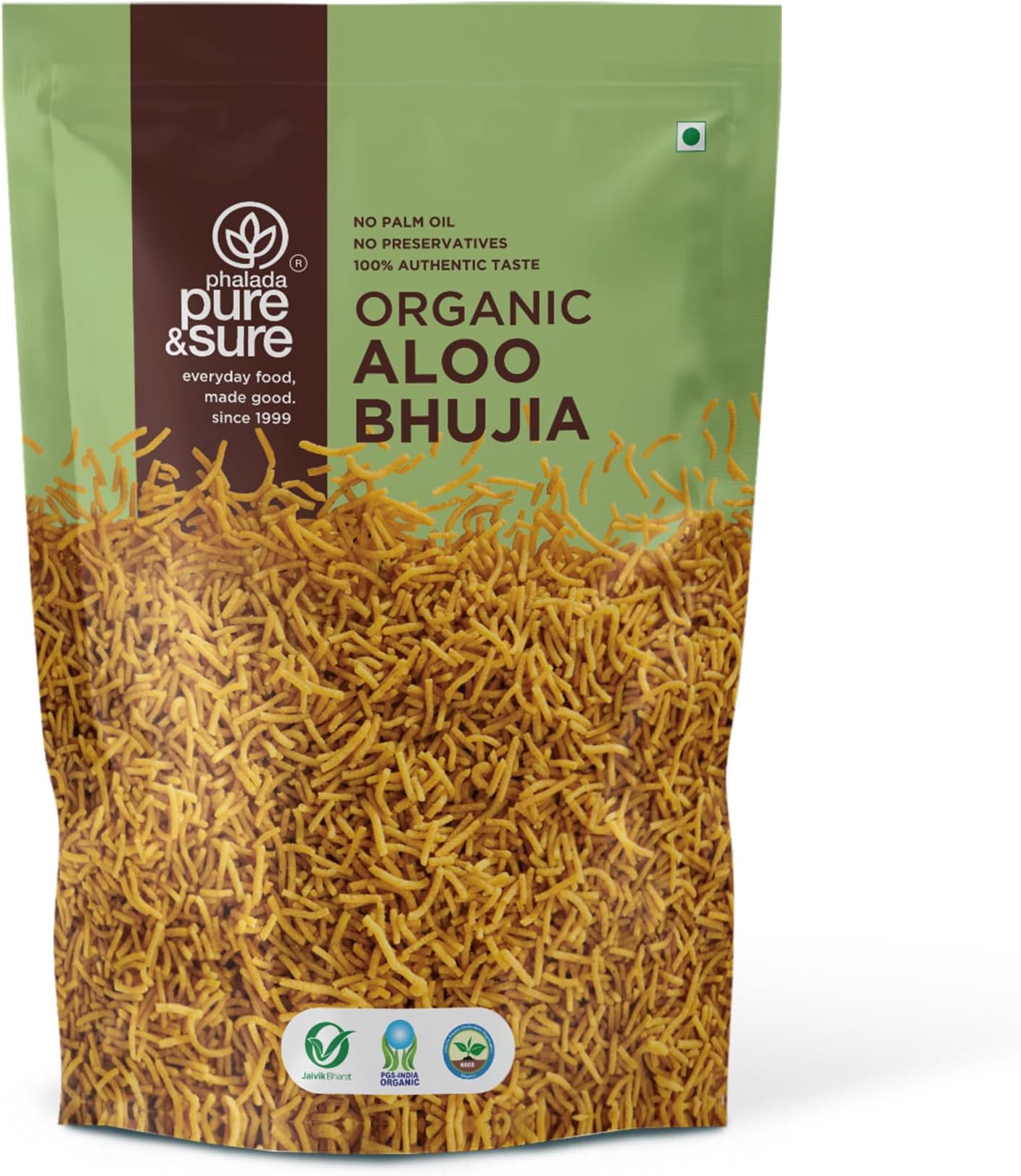 Pure & Sure Organic Aloo Bhujia Namkeen 120gm| Ready to Eat Snacks | Crispy & Light | No Artificial Flavors & Colors