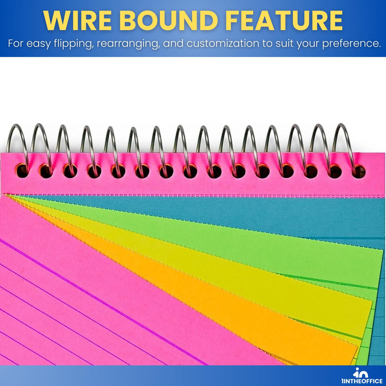 1InTheOffice Spiral Index Cards 3x5 Ruled, Neon Note Cards Spiral Bound, Spiral Bound Index Cards, 50 Cards/Pack, 2 Pack - Image 4