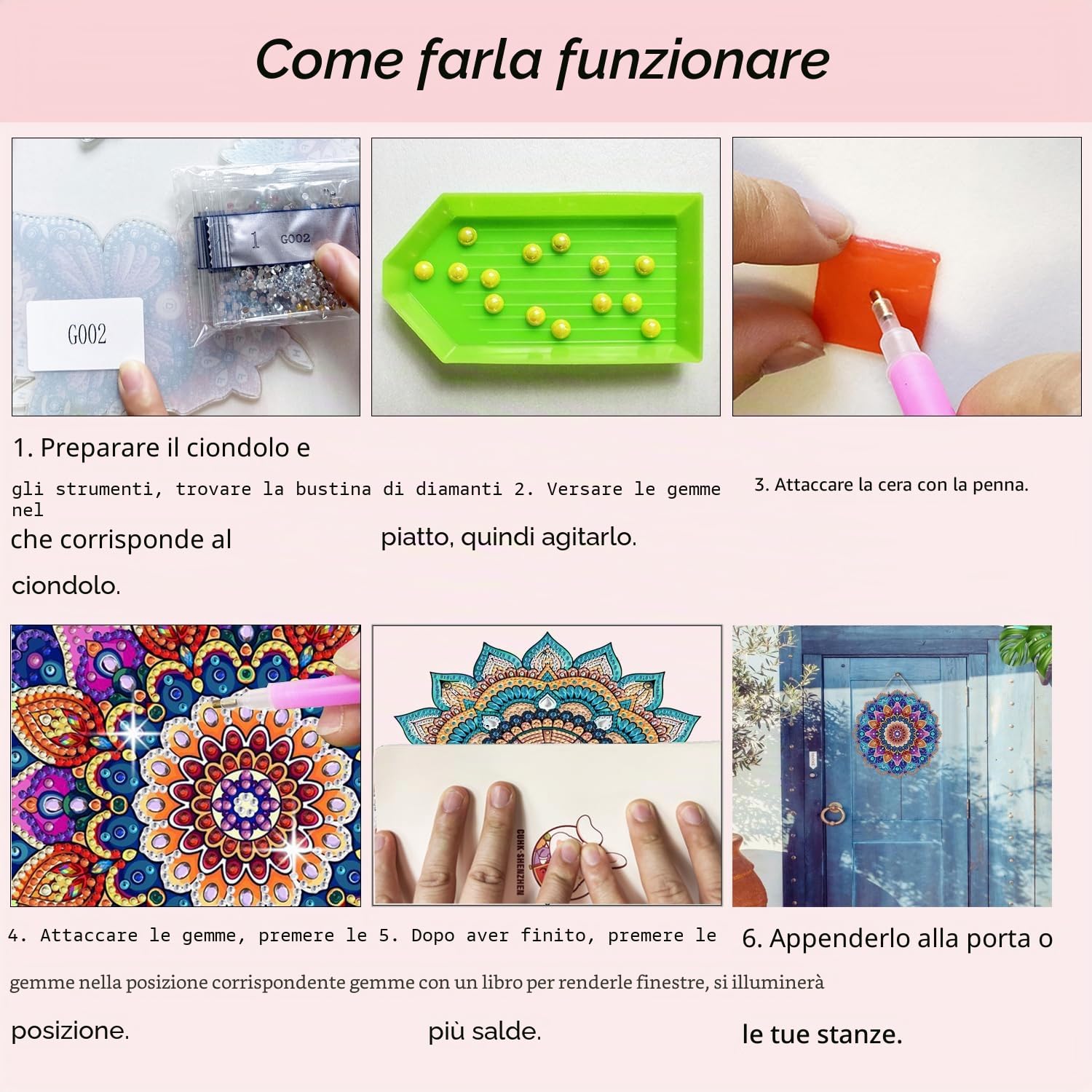 Fokenzary - Set completo per diamond painting 5D per adulti con decorazione a catena, mandala fai da te, speciale decorazione con gemme di cristallo (24 * 24 cm*2 pezzi)