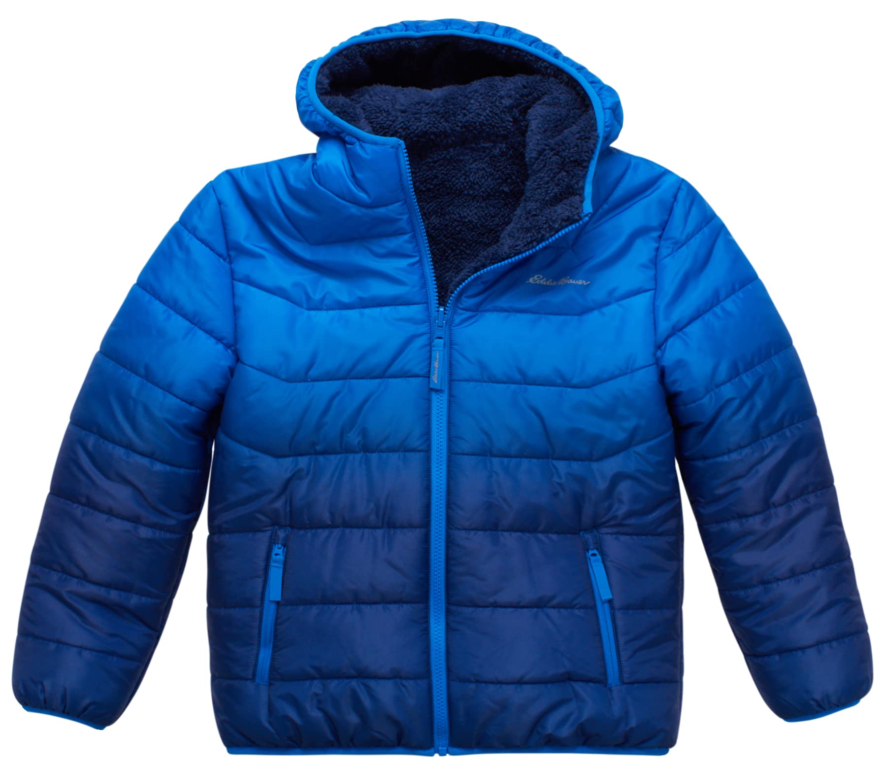 Eddie Bauer Reversible Jacket - Waterproof Lightweight Fleece Lined Hooded Puffer Coat - Boys Outerwear Jacket (5-20) Giacca Bambini e ragazzi (Pacco da 1)