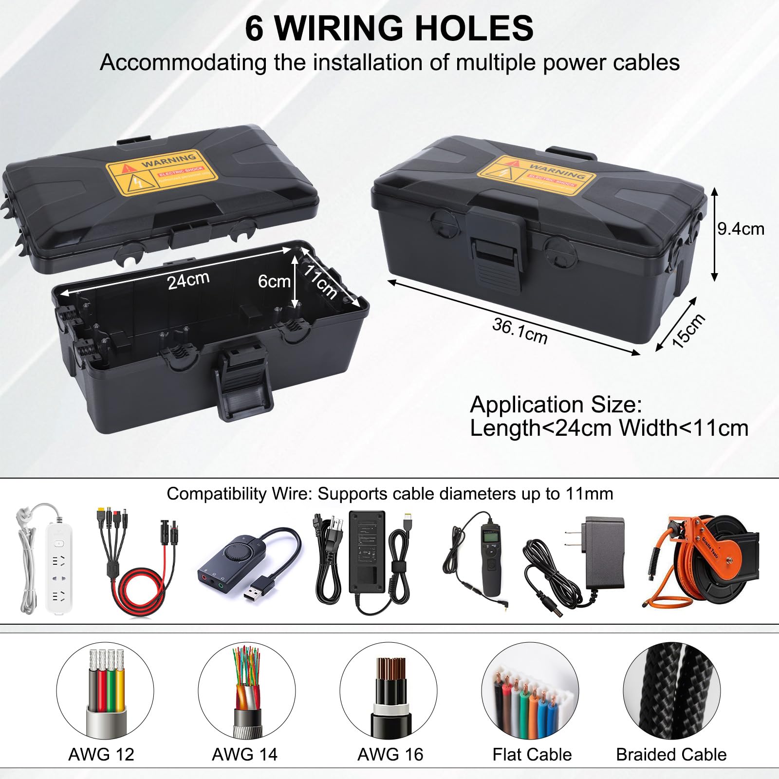 Cozary Boite Etanche Electrique Exterieur, IP54 Extérieur Boîte de Câblage étanche, Boitier Etanche pour Protéger les Prises Multiples, les Rallonges Arrosage Automatique, Caméras (26.1x15x9.4cm)