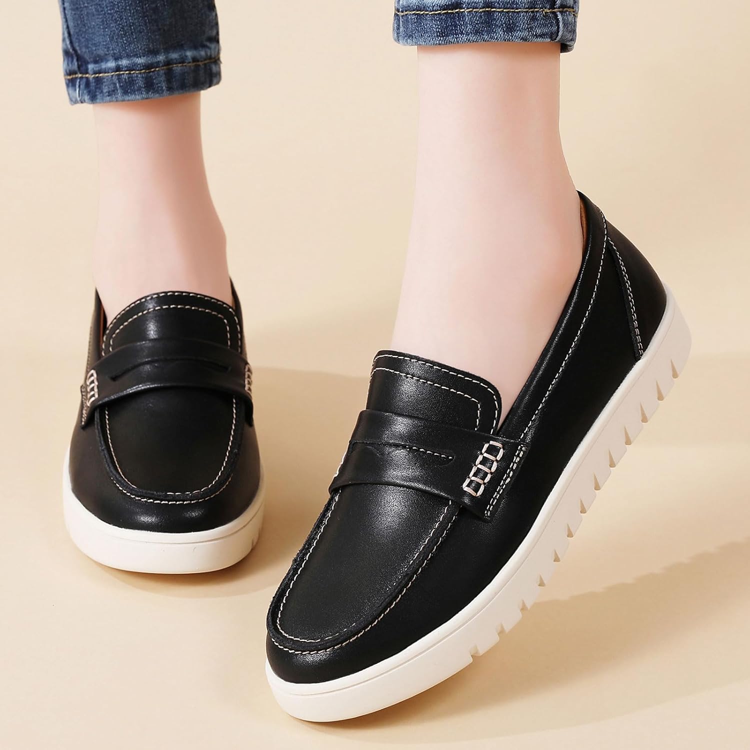 QAE Loafers for Women Penny Loafers Slip On Sneakers Womens Shoes Dressy Casual Comfortable Ladies Spring Shoes - Image 8