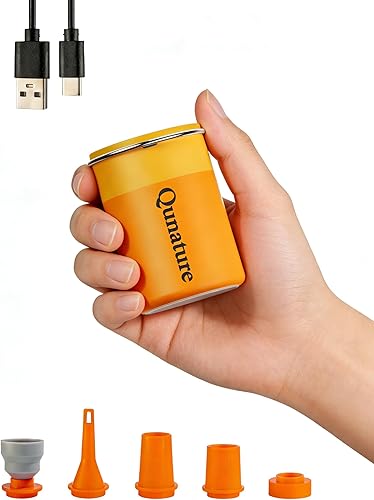 Qunature - Mini bomba eléctrica portátil para inflables con batería de 1500 mAh, luz de campamento, recargable, USB, desinflado para colchón de cama