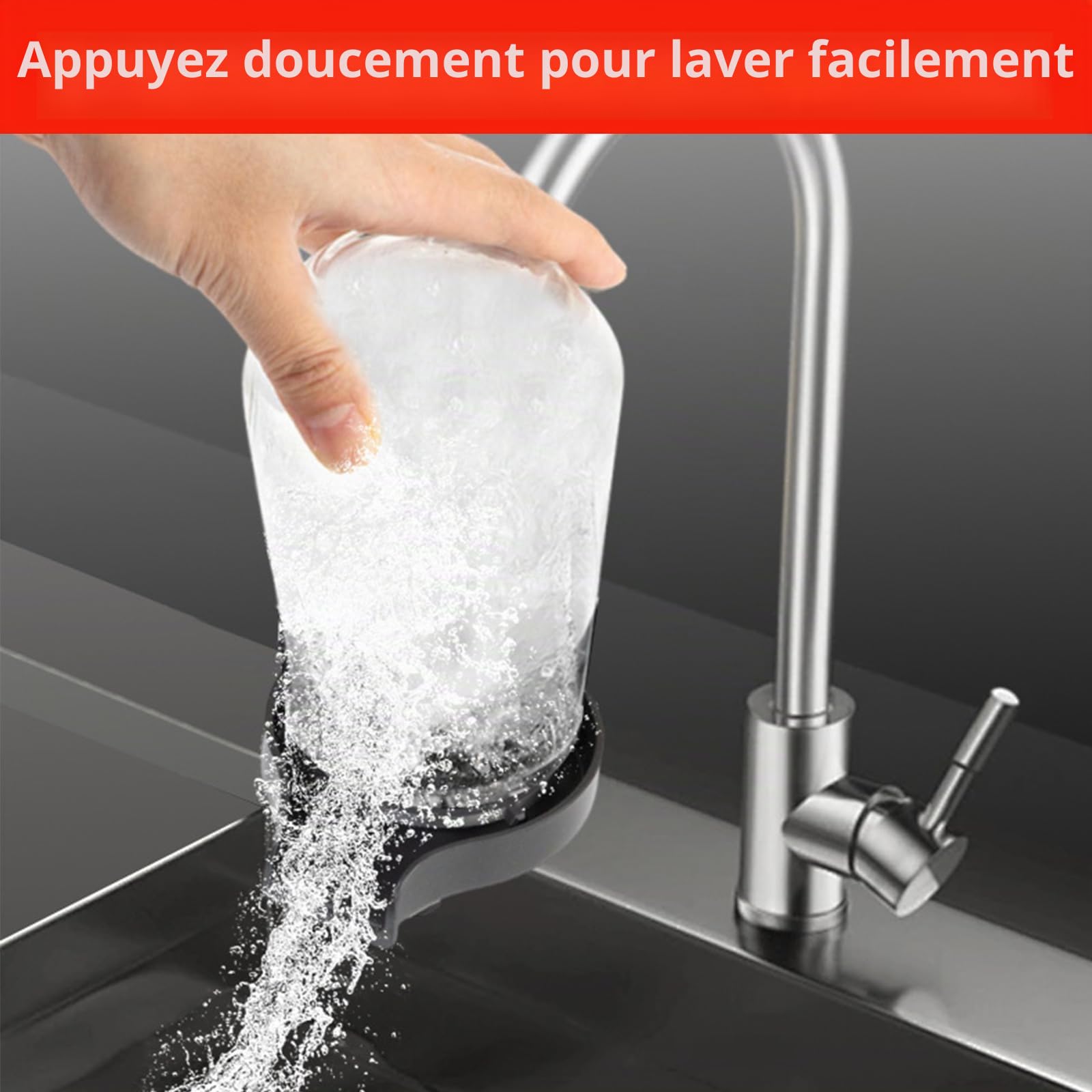 Lave Verre,Lave-tasses automatique, nettoyeur de verrerie à robinet, adapté aux cuisines domestiques, bars, cafés, boutiques de thé à bulles et hôtels. Lave-tasses