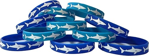 Miniatura 6 de CupaPlay 48 pulseras de goma para recuerdos de fiesta de tiburón, suministros de fiesta de cumpleaños de tiburón bajo el mar, rellenos de bolsas de