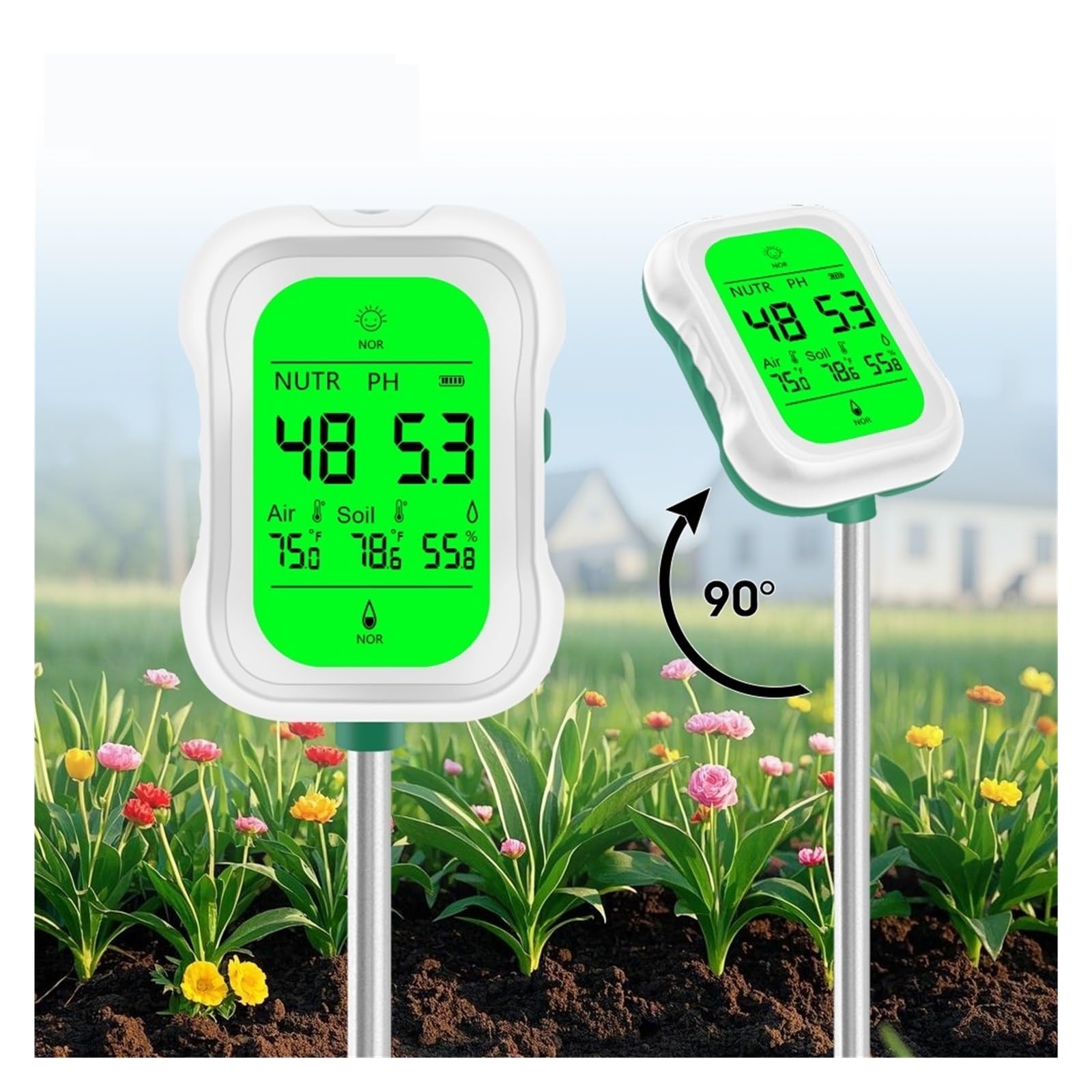 Misuratore digitale del terreno 7 in 1, misuratore di umidità, pH, luce, fertilità, temperatura e for piante da giardino, agricoltura fattoria Giardinaggio, Agricoltura