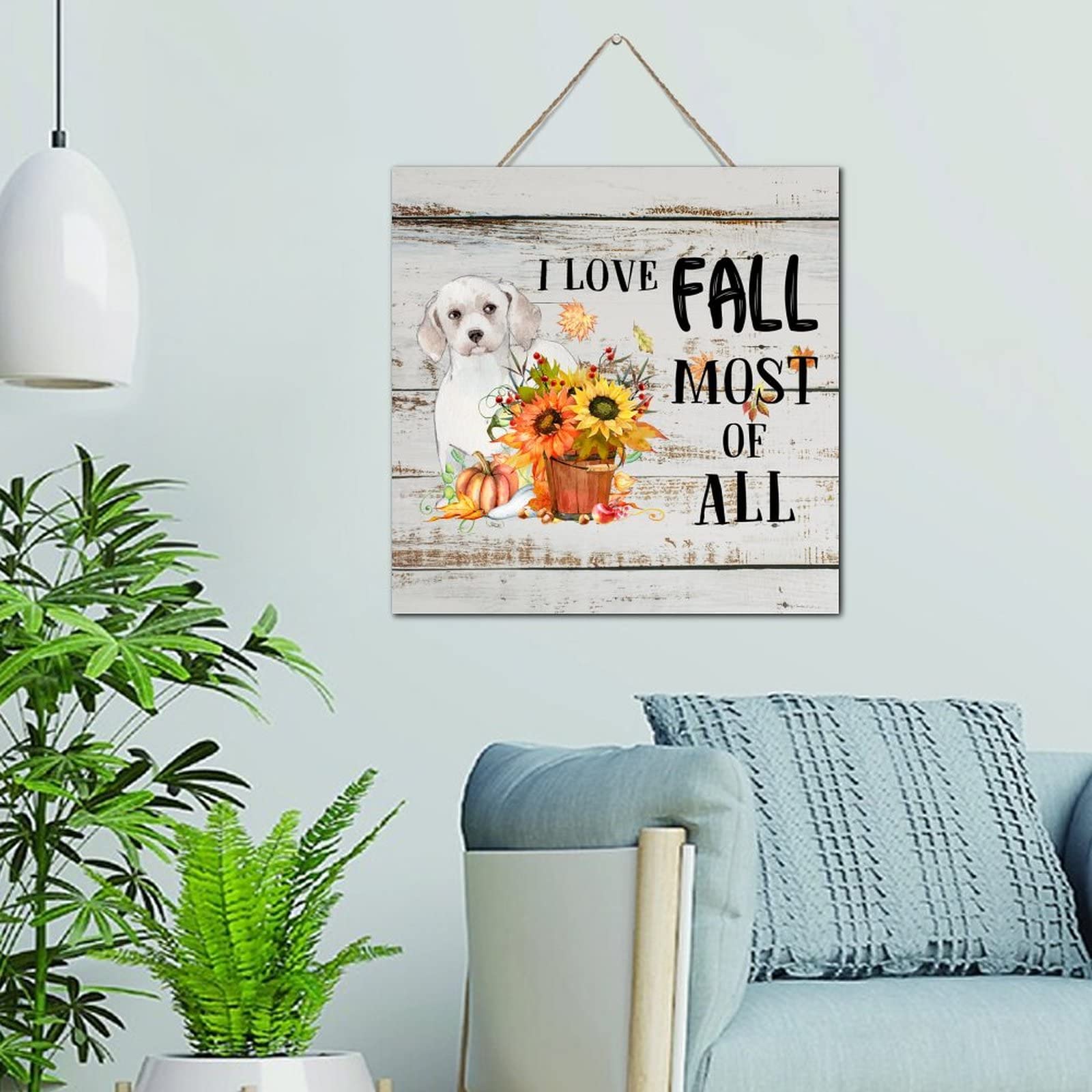 Décoration murale en bois célébrant l'amour de la famille et de l'automne