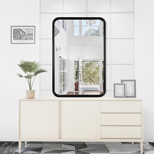 Miniatura 8 de WallBeyond Espejo de madera de 20 x 30 pulgadas para baño, espejo de pared con marco de madera, espejo rectangular montado en la pared para tocador