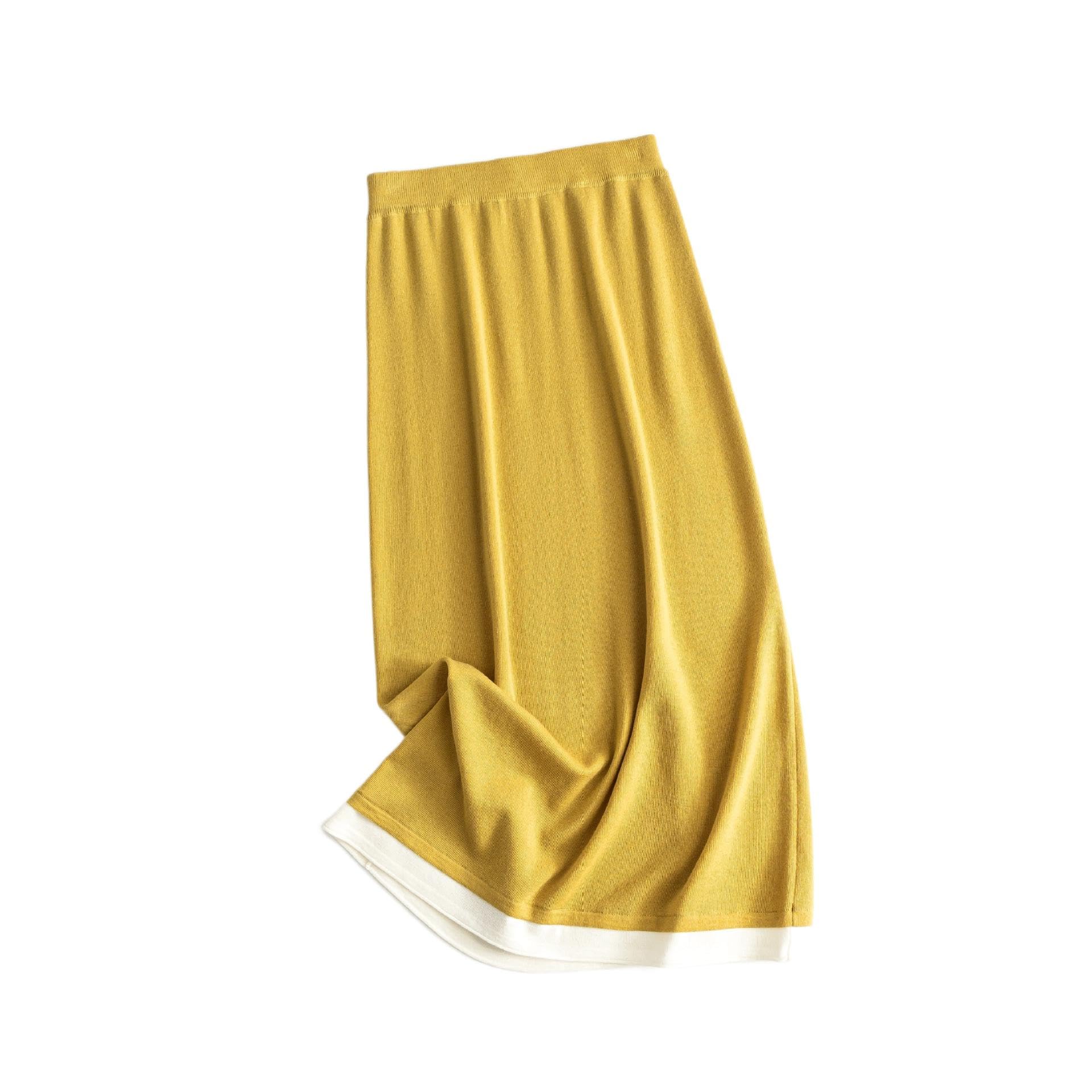 Retro Wool Skirt with High Waist and Side Split