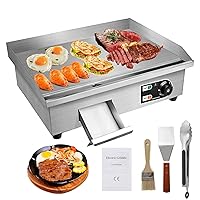 Vista 1 de Plancha Eléctrica de Encimera de 22" 1600W 110V Antiadherente Comercial para Restaurante Teppanyaki con Control de Temperatura Ajustable de Acero